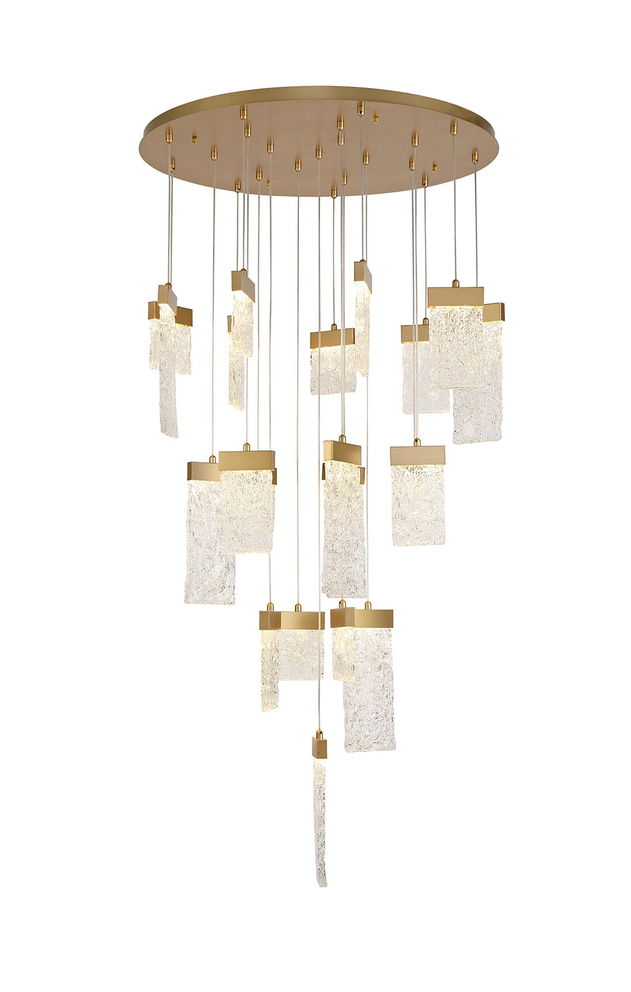 Delamere Pendant Round 5m, 21 x 4.5W LED, 3000K, 3360lm, Painted Brushed Gold, 3yrs Warranty
