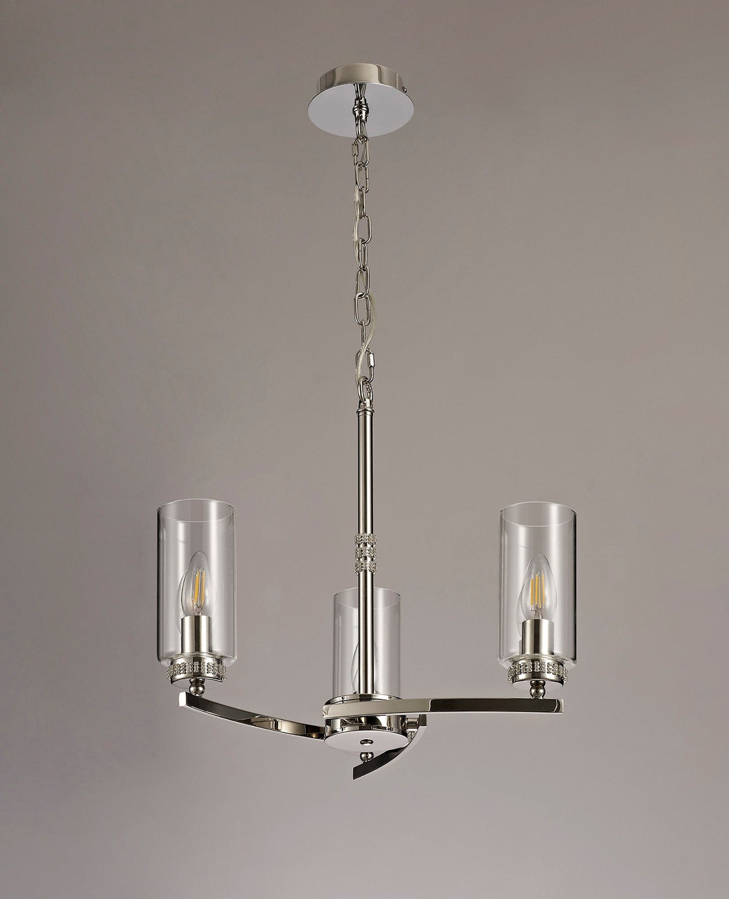 Disley Pendant and Semi Ceiling, 3 x E14, Polished Nickel