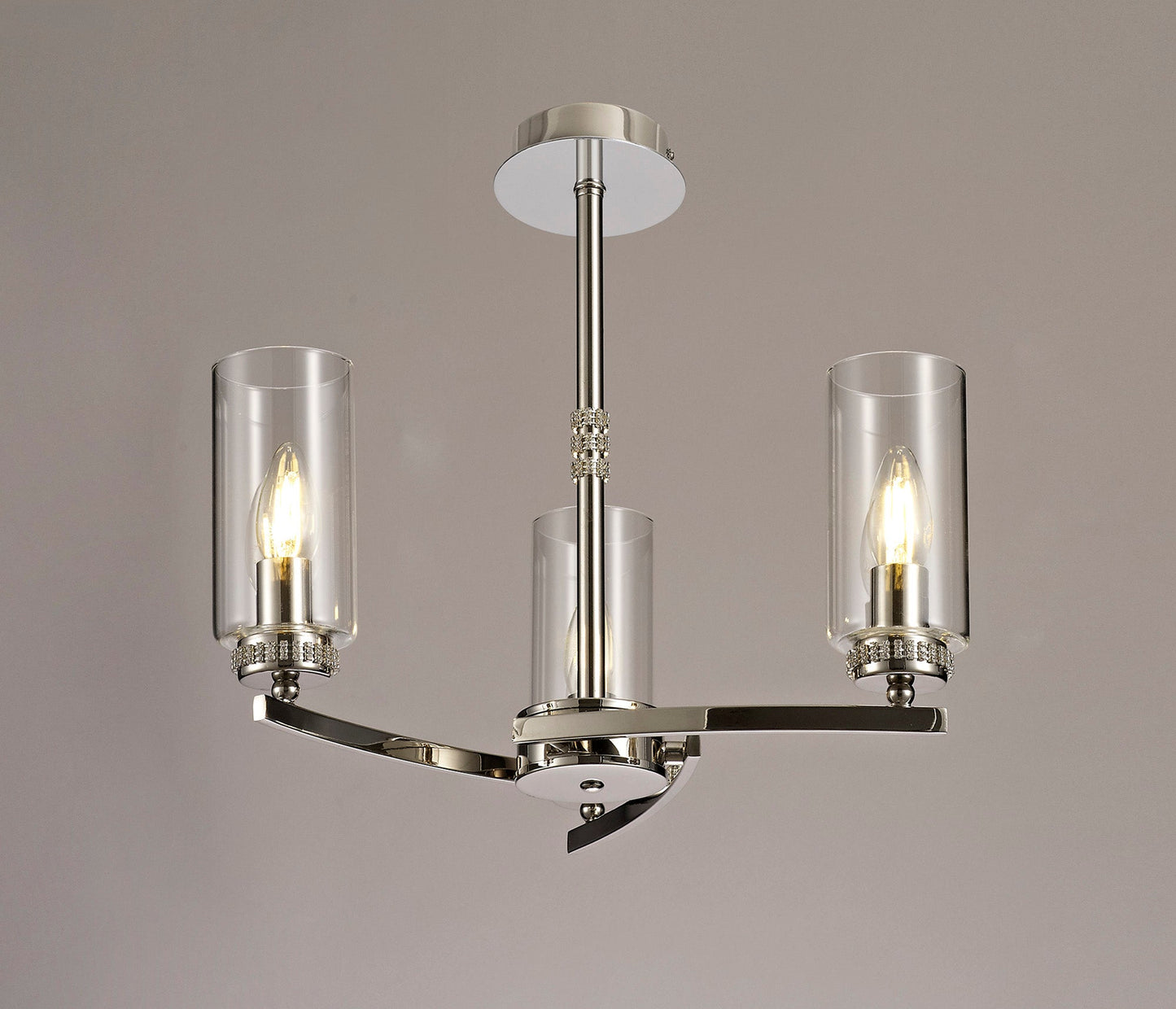 Disley Pendant and Semi Ceiling, 3 x E14, Polished Nickel