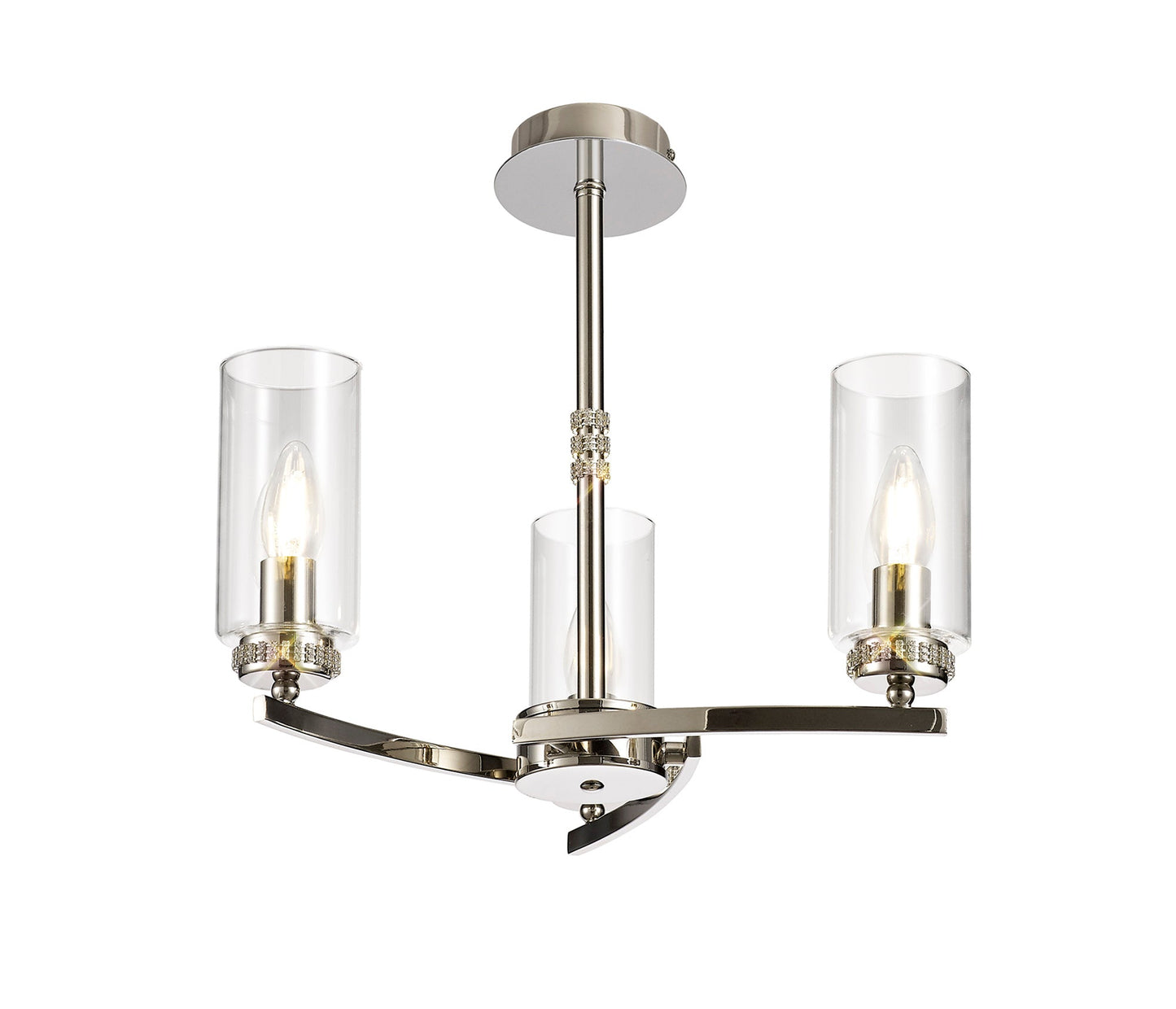 Disley Pendant and Semi Ceiling, 3 x E14, Polished Nickel