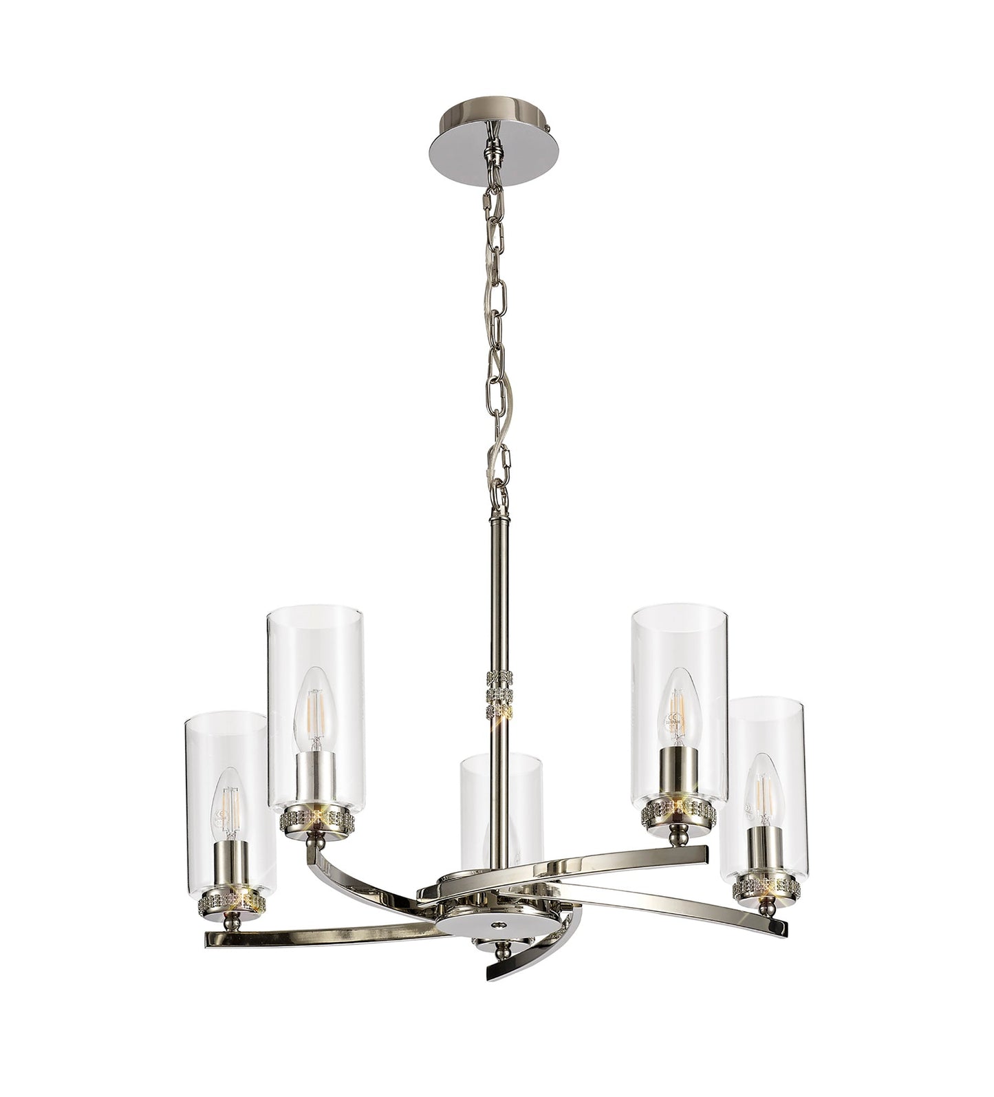 Disley Pendant and Semi Ceiling, 5 x E14, Polished Nickel