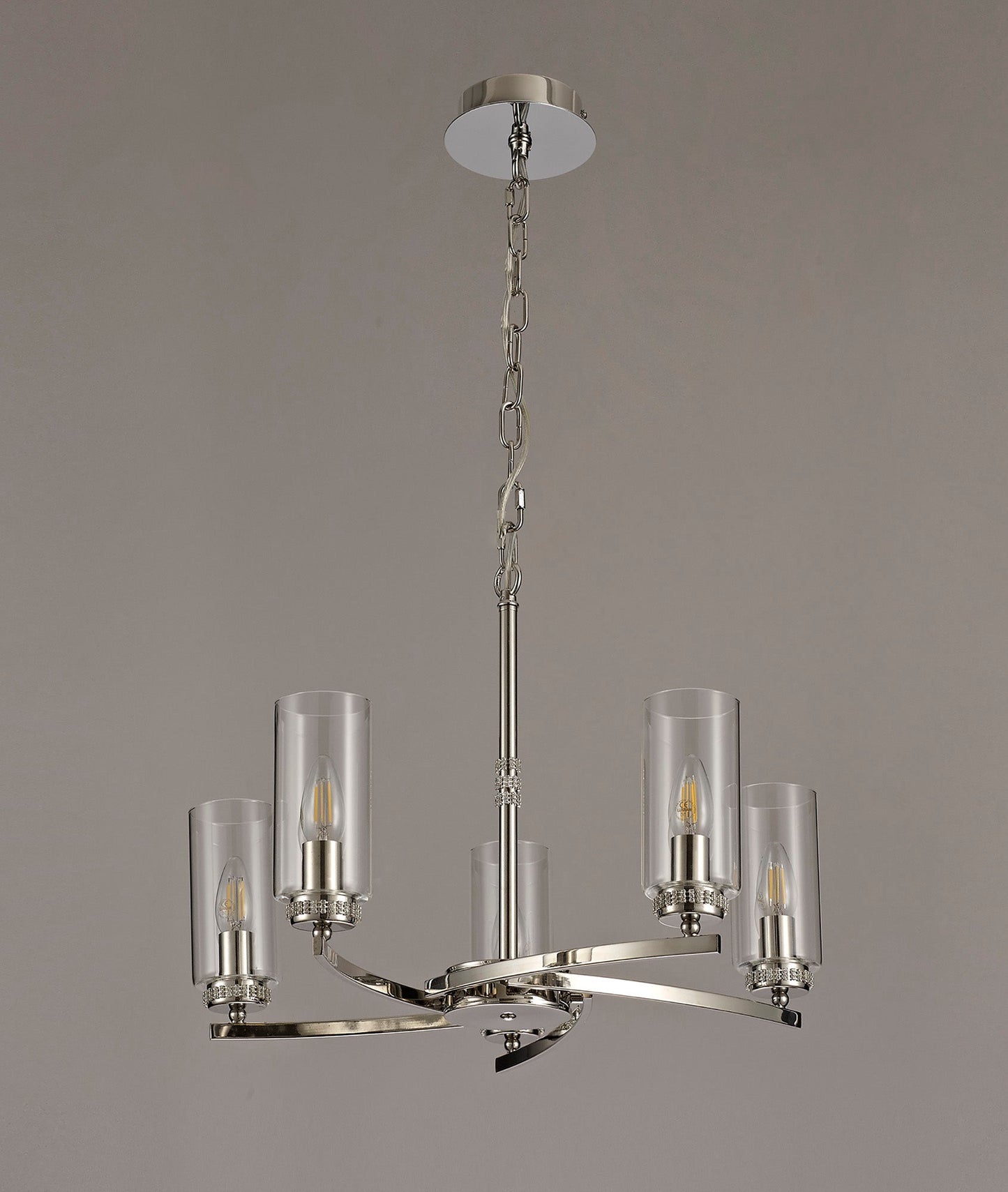 Disley Pendant and Semi Ceiling, 5 x E14, Polished Nickel