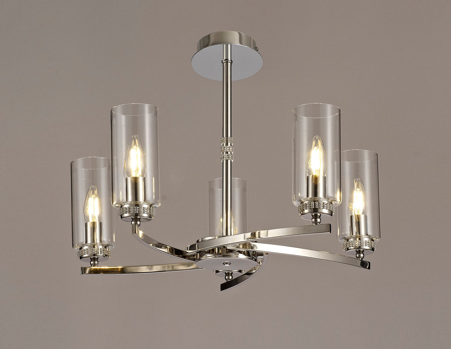 Disley Pendant and Semi Ceiling, 5 x E14, Polished Nickel
