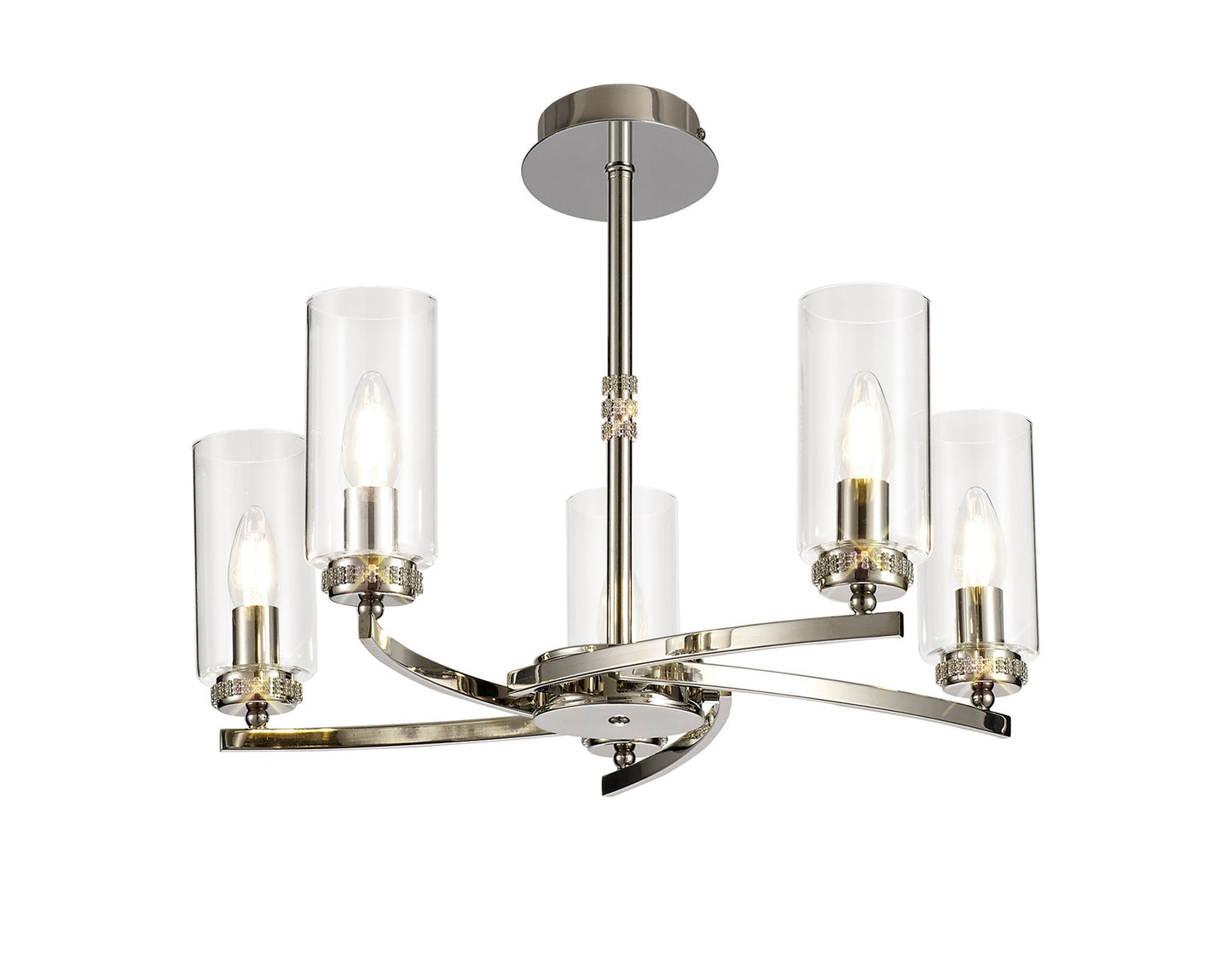 Disley Pendant and Semi Ceiling, 5 x E14, Polished Nickel
