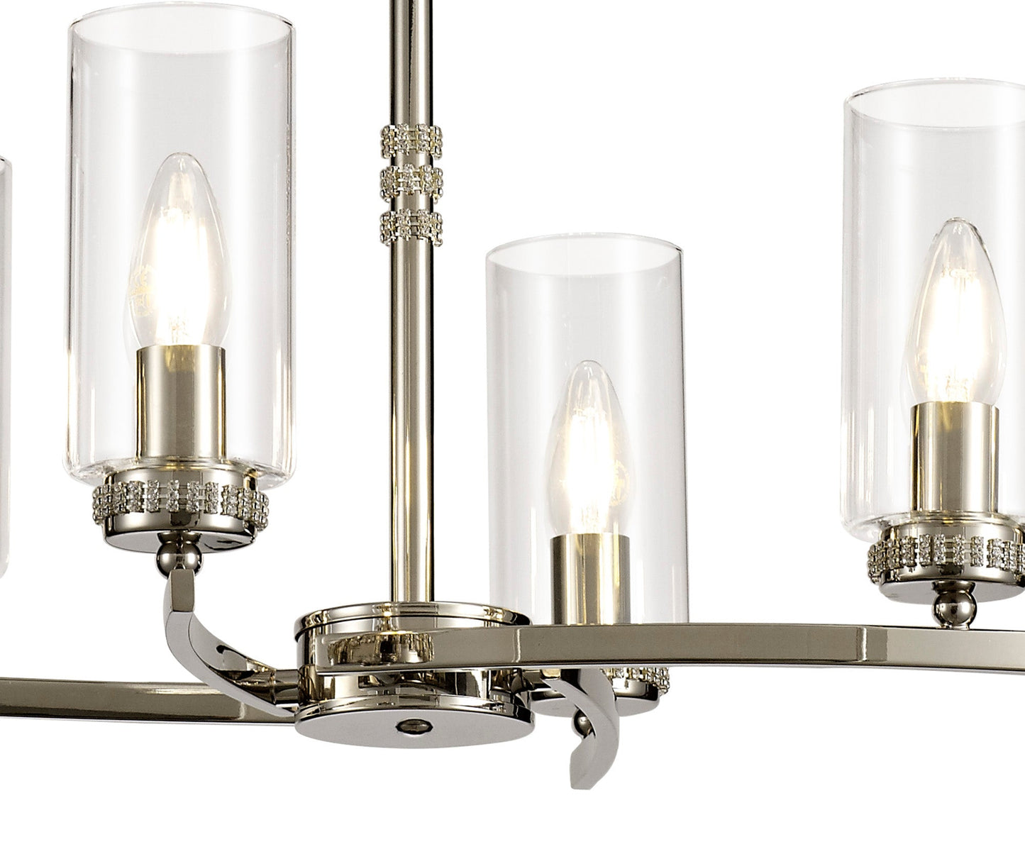 Disley Rectangular Pendant and Semi Ceiling, 6 x E14, Polished Nickel