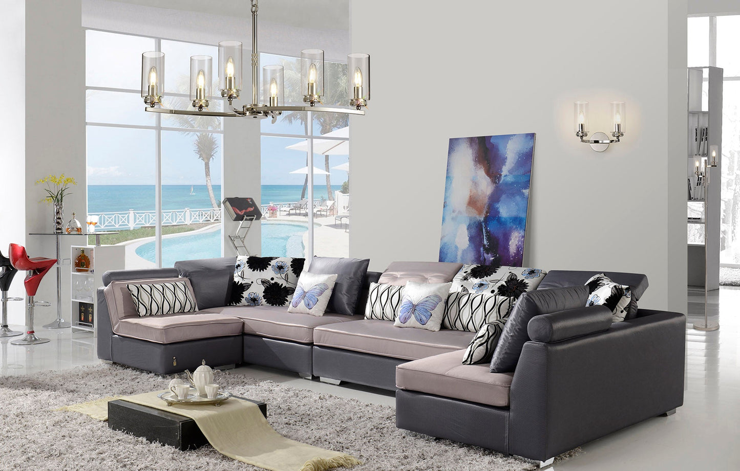 Disley Floor Lamp, 3 x E14, Polished Nickel