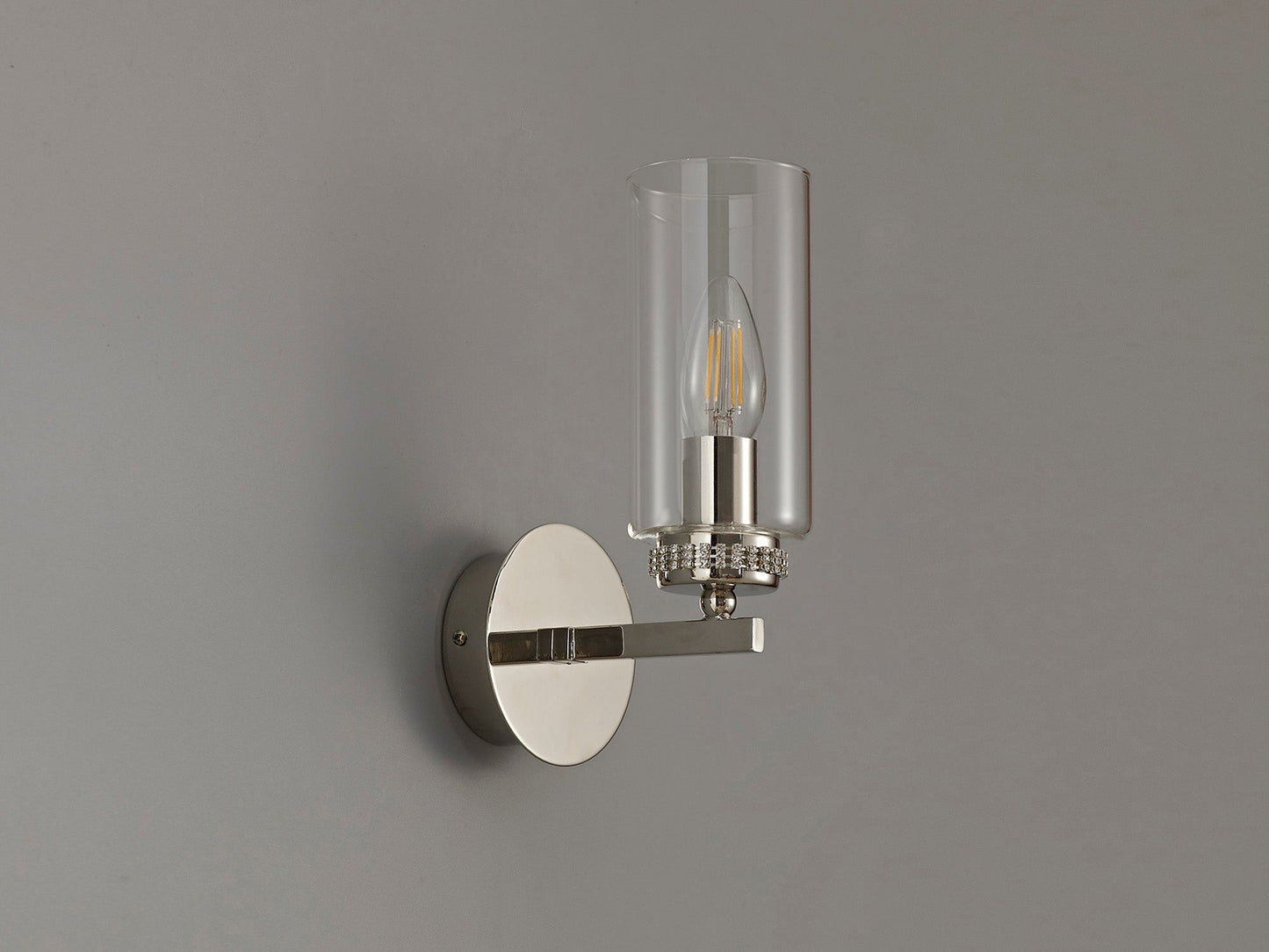 Disley Wall Lamp Switched, 1 x E14, Polished Nickel
