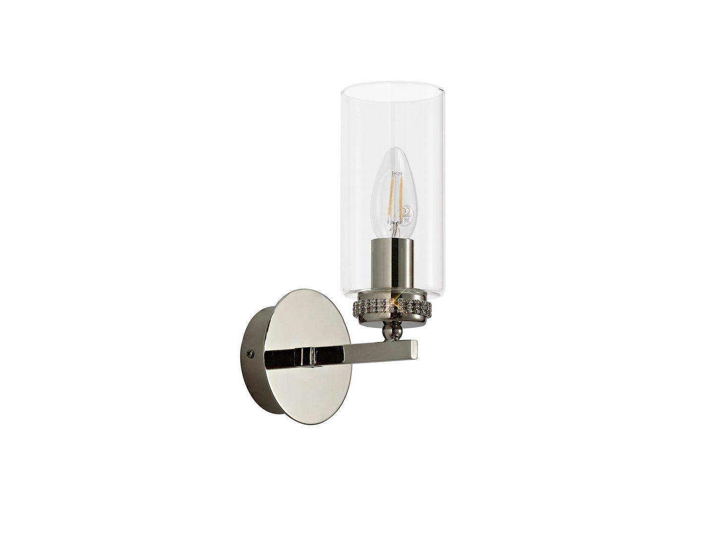 Disley Wall Lamp Switched, 1 x E14, Polished Nickel