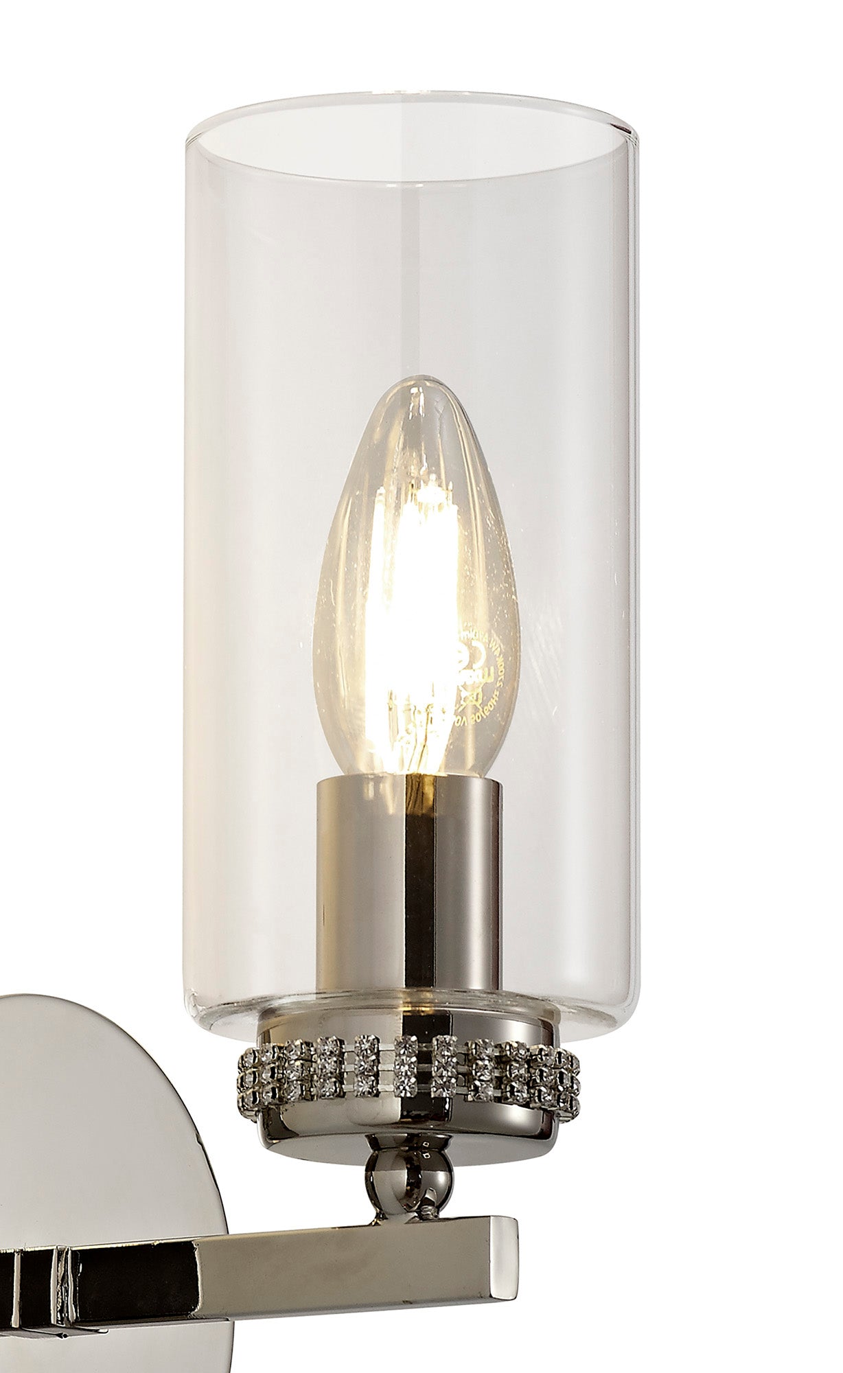 Disley Wall Lamp Switched, 1 x E14, Polished Nickel