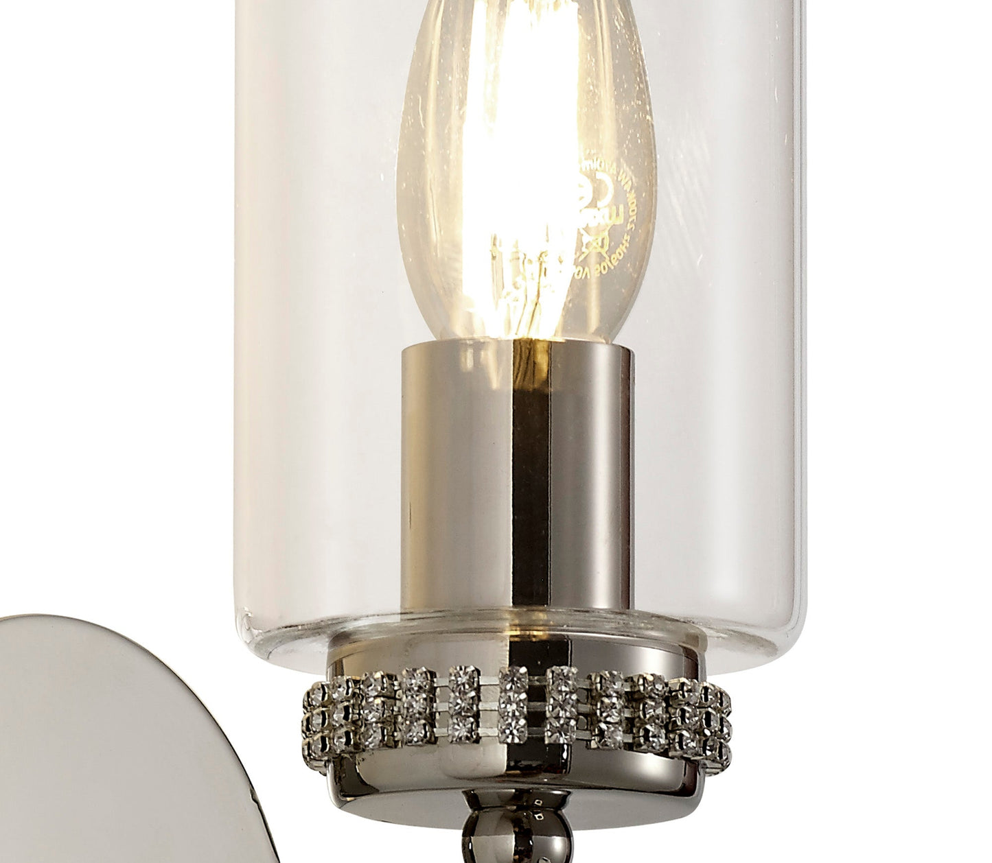 Disley Wall Lamp Switched, 1 x E14, Polished Nickel