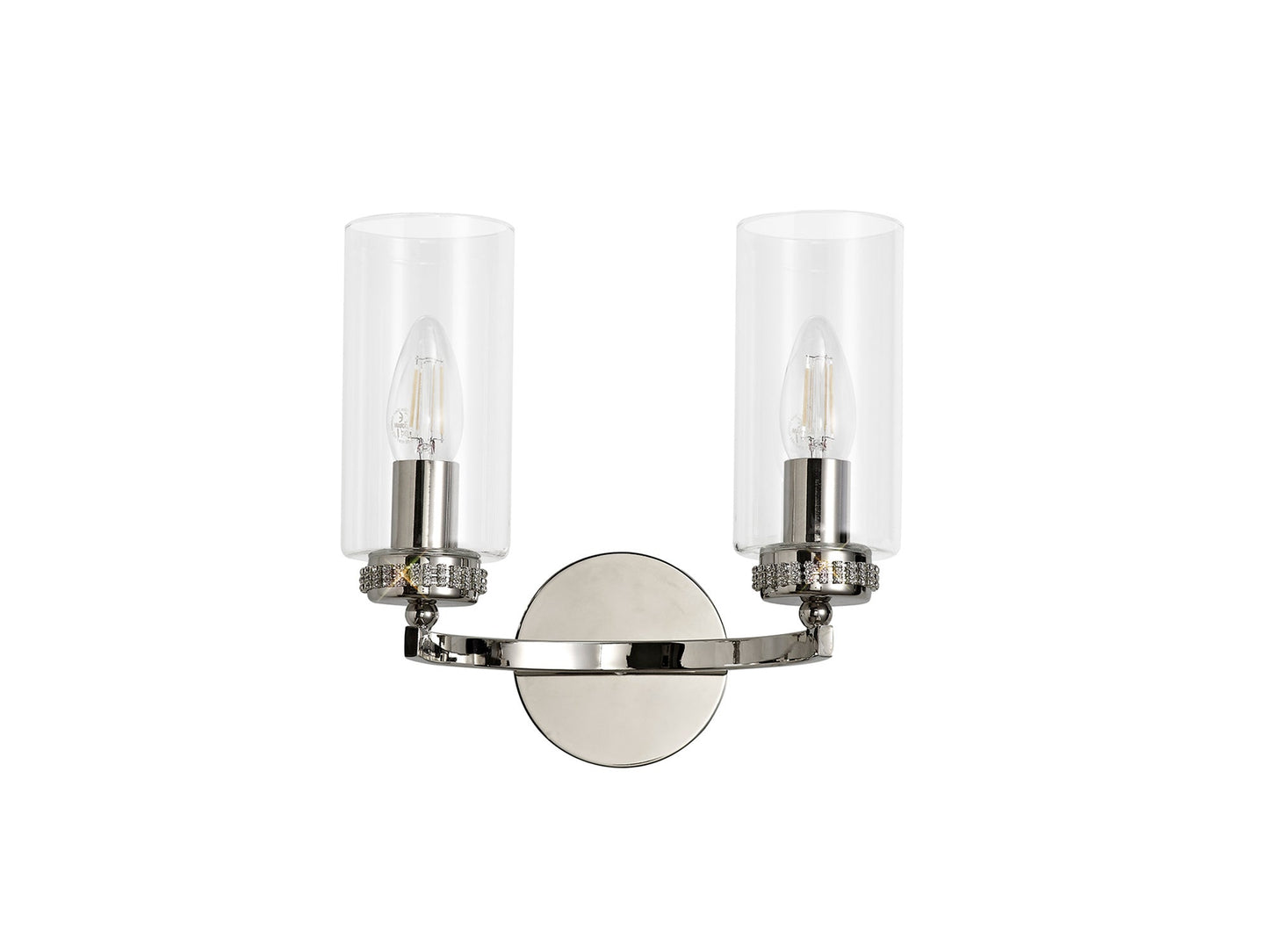 Disley Wall Lamp Switched, 2 x E14, Polished Nickel