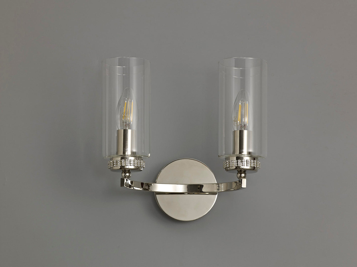 Disley Wall Lamp Switched, 2 x E14, Polished Nickel