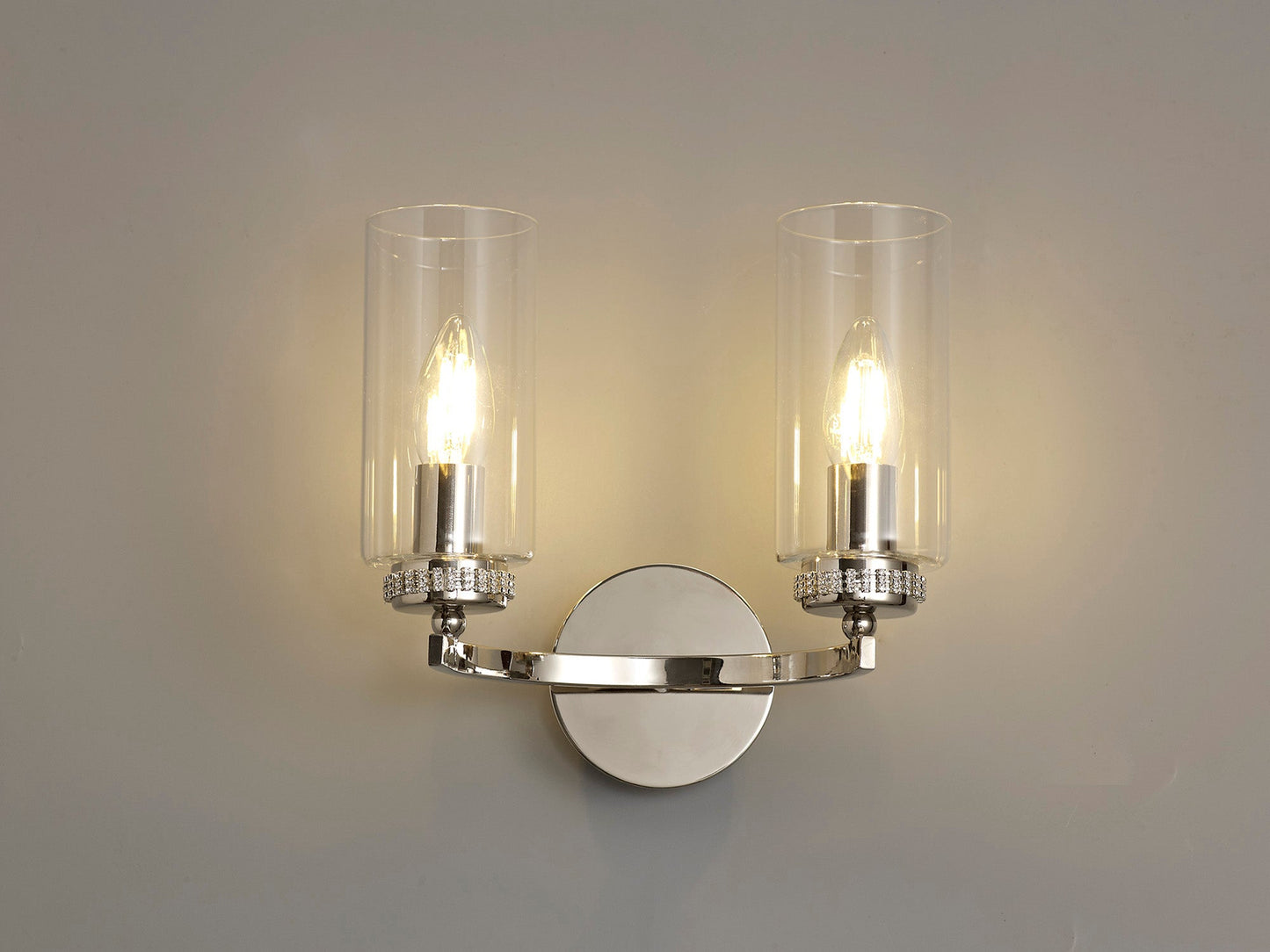 Disley Wall Lamp Switched, 2 x E14, Polished Nickel