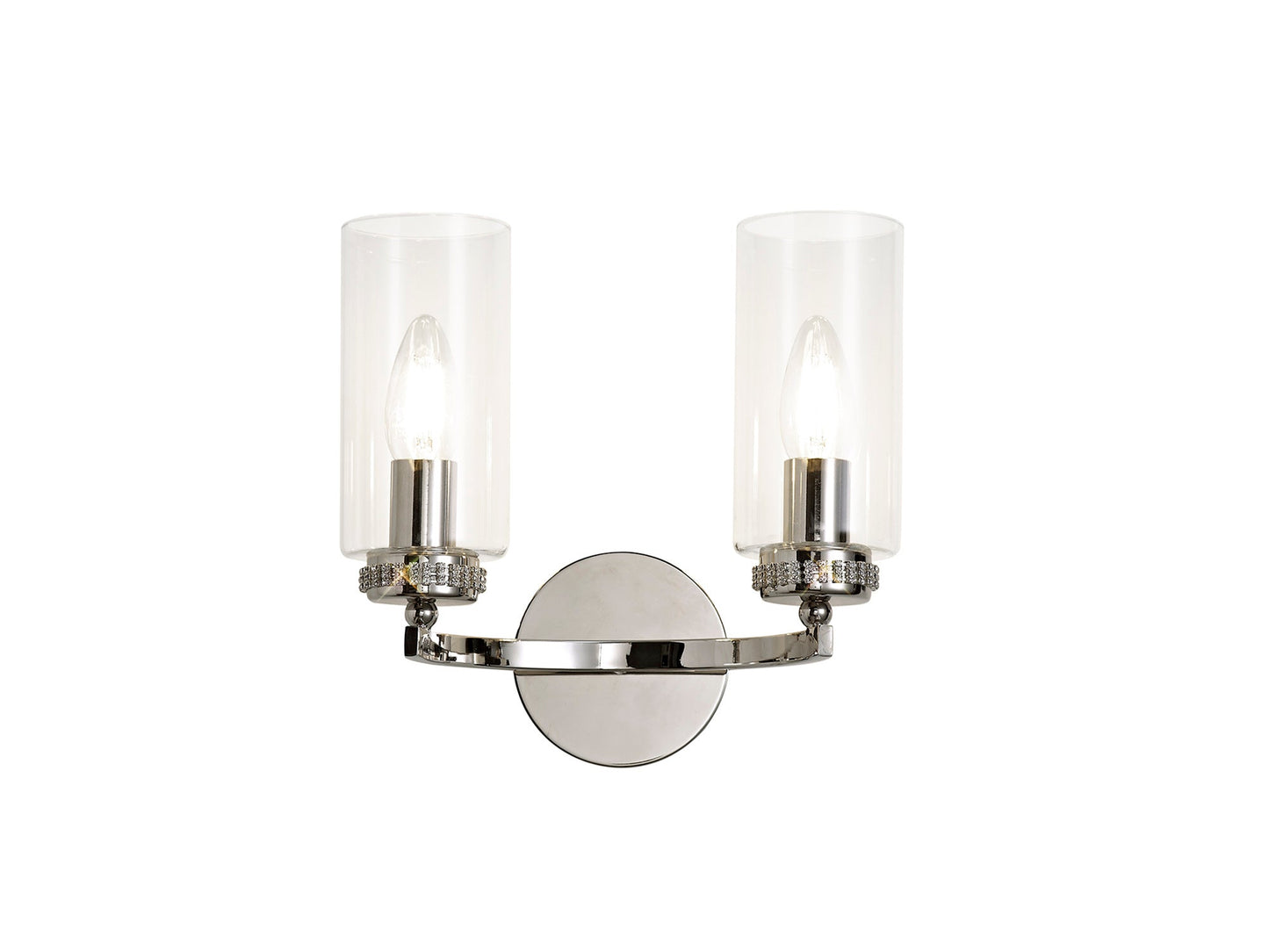 Disley Wall Lamp Switched, 2 x E14, Polished Nickel