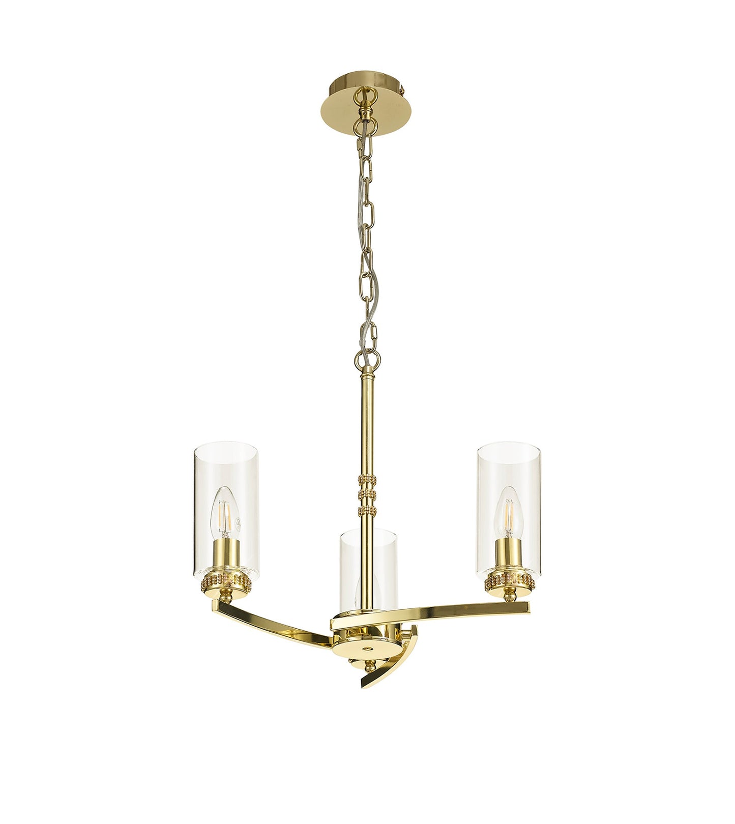 Disley Pendant and Semi Ceiling, 3 x E14, Polished Gold