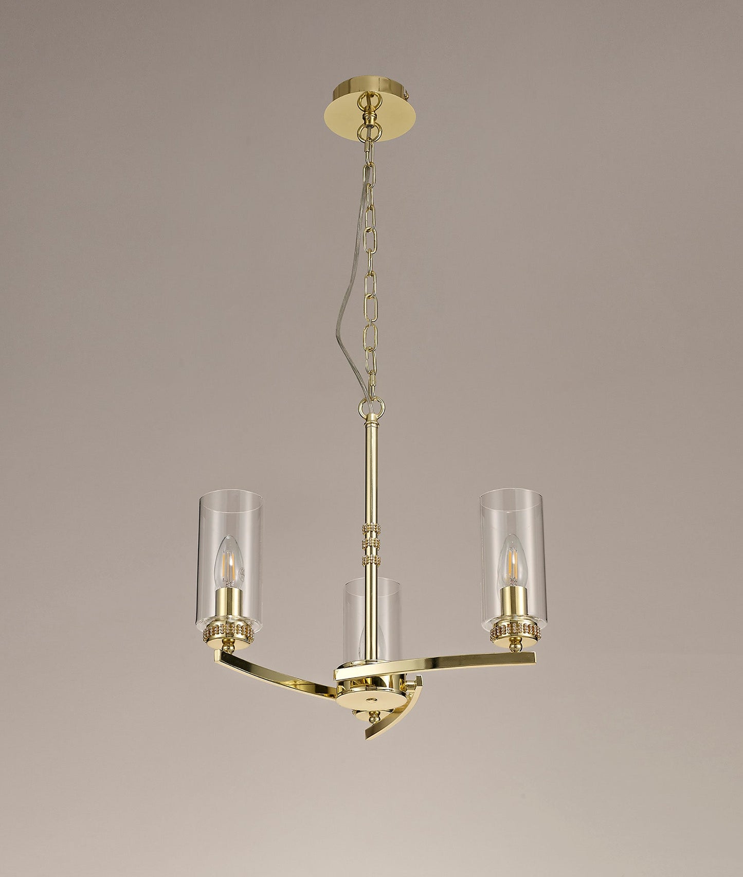 Disley Pendant and Semi Ceiling, 3 x E14, Polished Gold