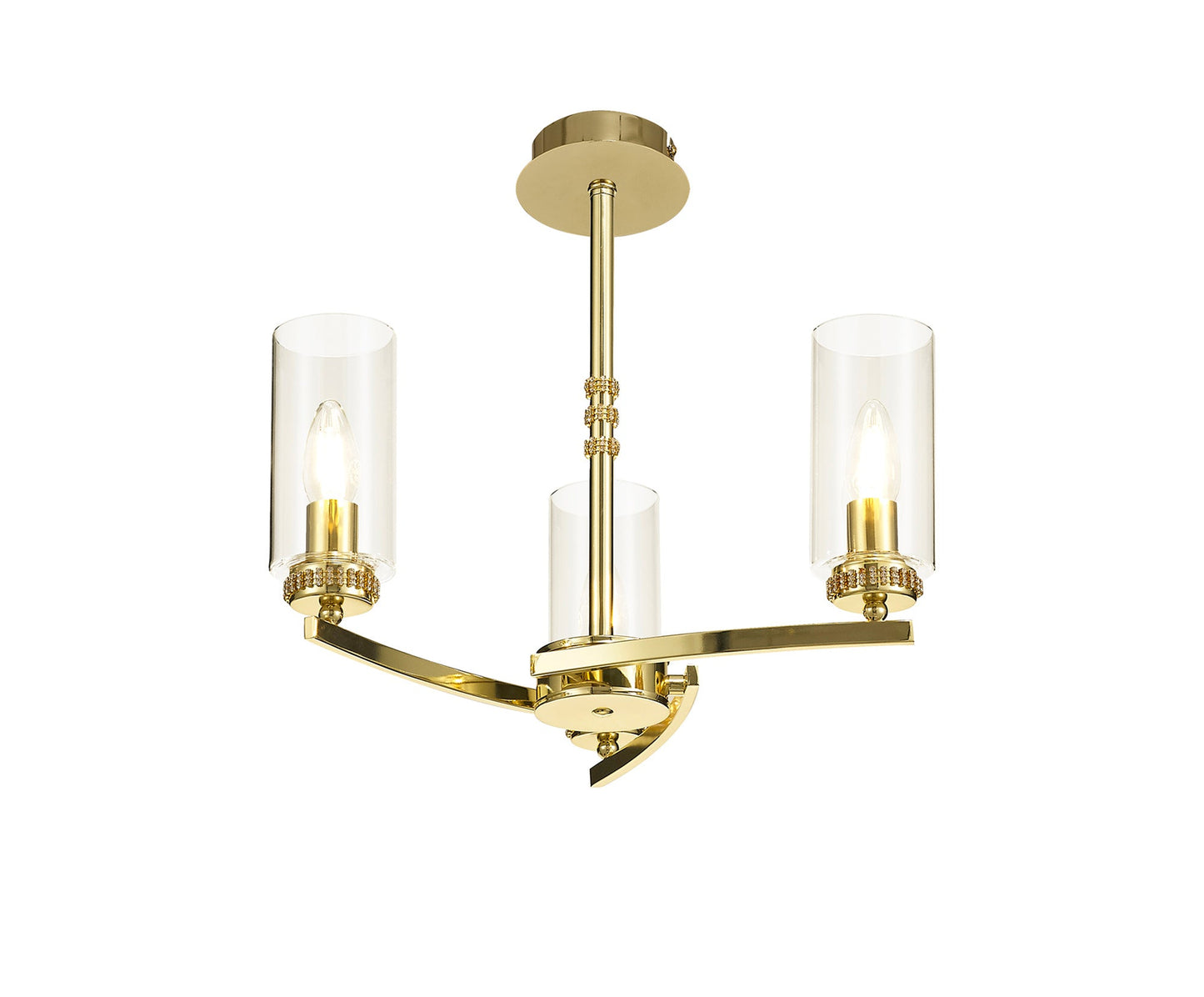 Disley Pendant and Semi Ceiling, 3 x E14, Polished Gold