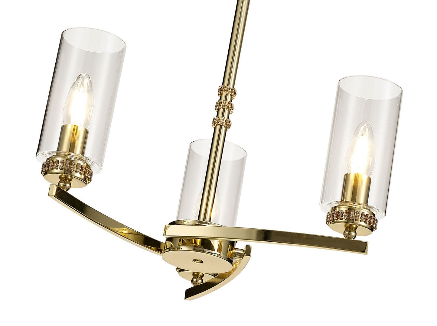 Disley Pendant and Semi Ceiling, 3 x E14, Polished Gold