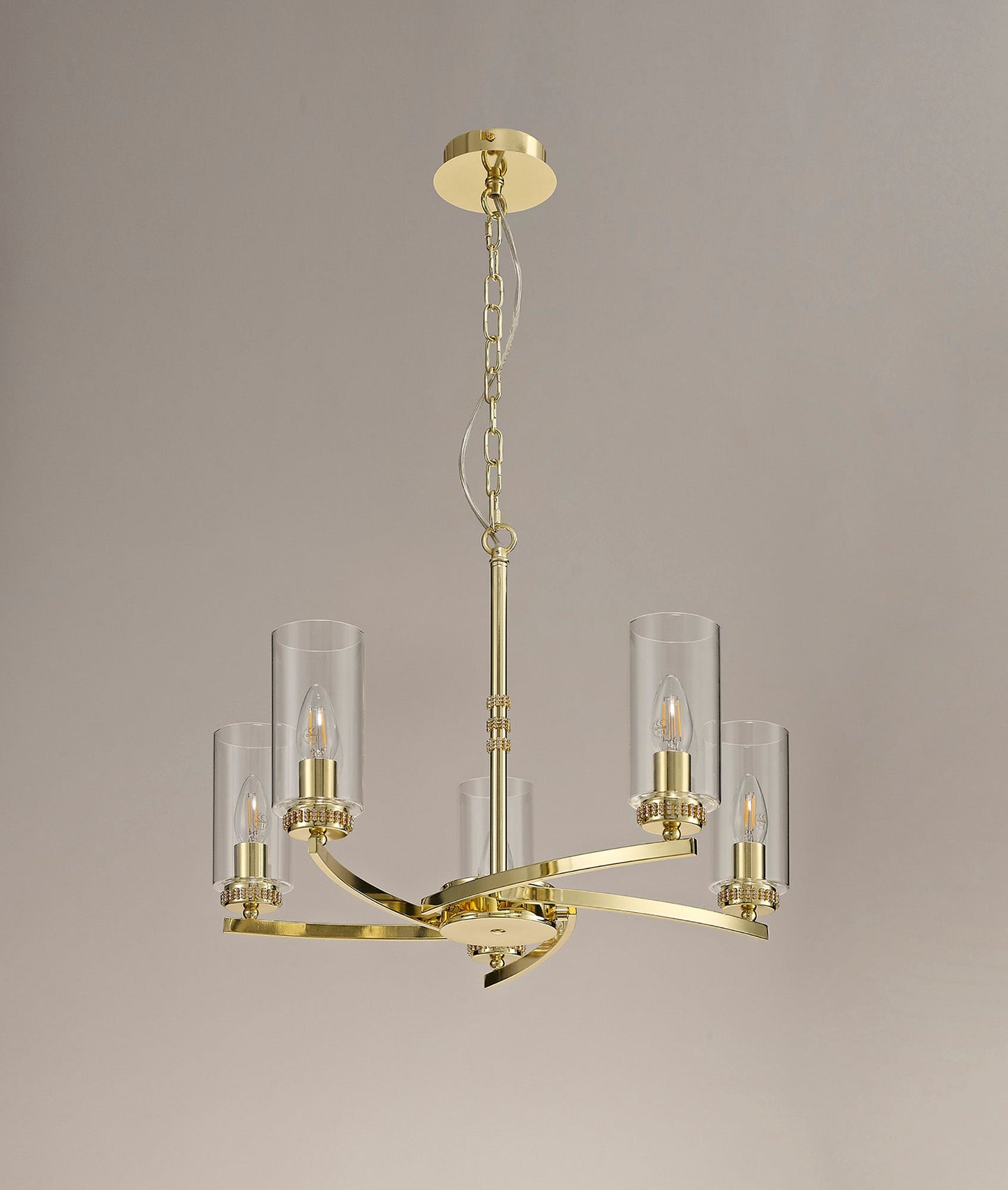 Disley Pendant and Semi Ceiling, 5 x E14, Polished Gold