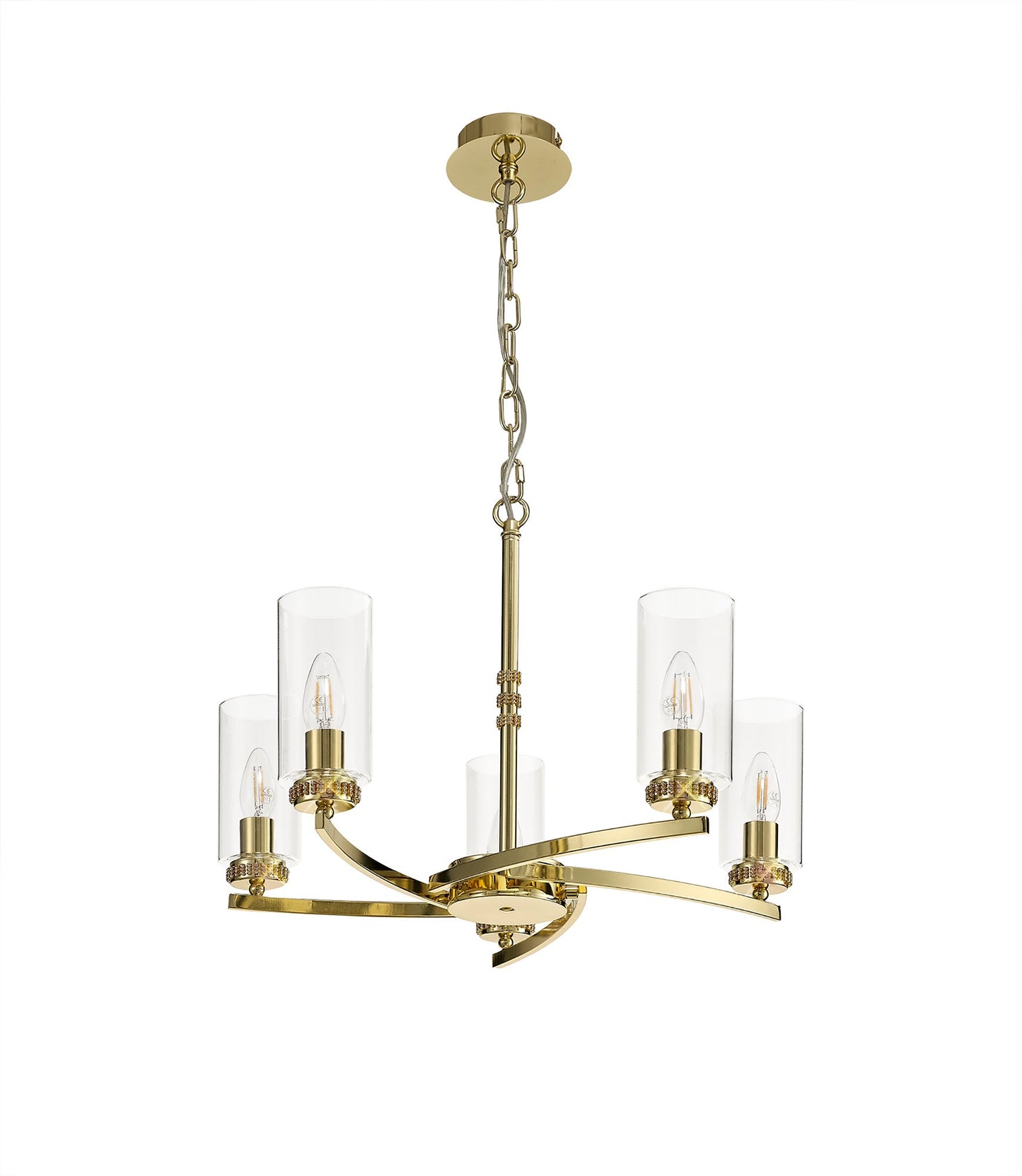 Disley Pendant and Semi Ceiling, 5 x E14, Polished Gold