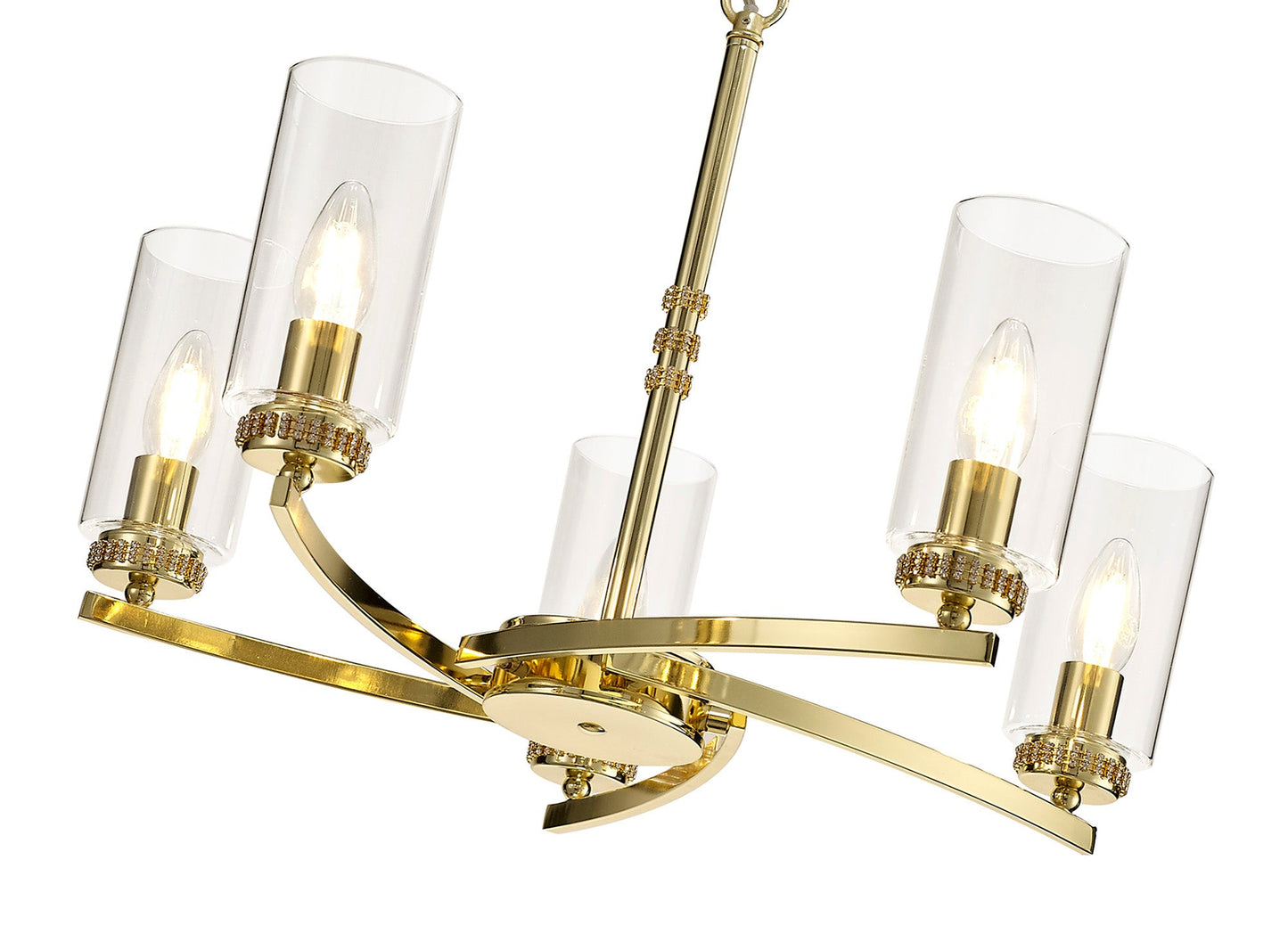 Disley Pendant and Semi Ceiling, 5 x E14, Polished Gold