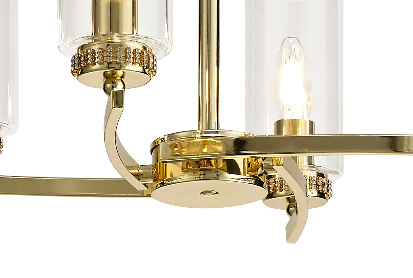 Disley Rectangular Pendant and Semi Ceiling, 6 x E14, Polished Gold