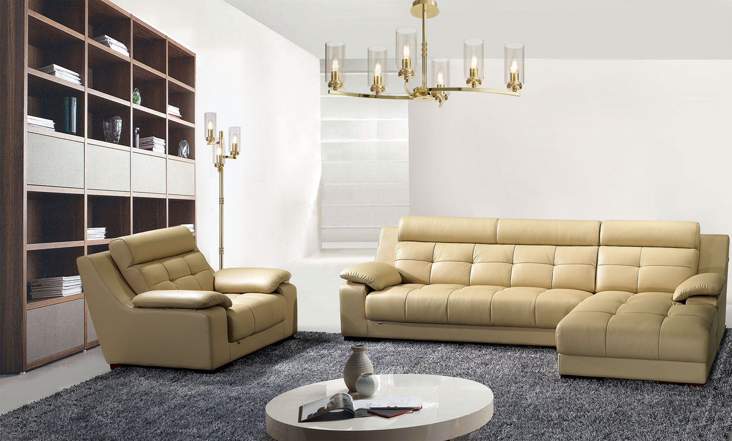 Disley Rectangular Pendant and Semi Ceiling, 6 x E14, Polished Gold