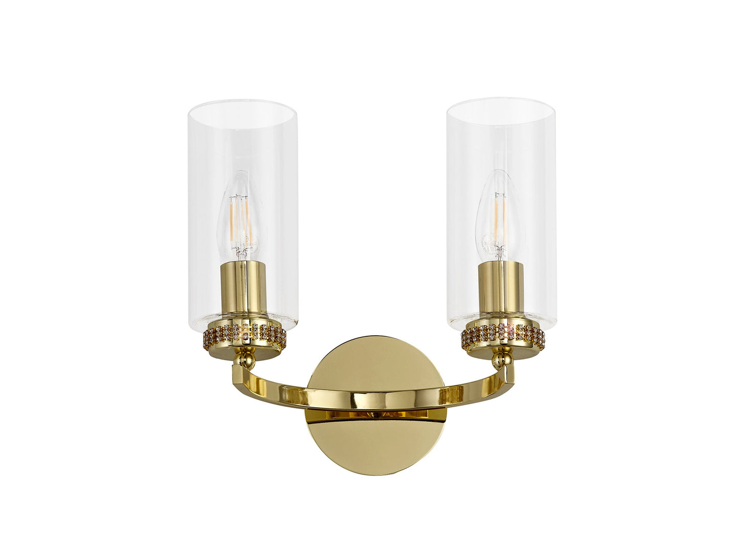 Disley Wall Lamp Switched, 2 x E14, Polished Gold