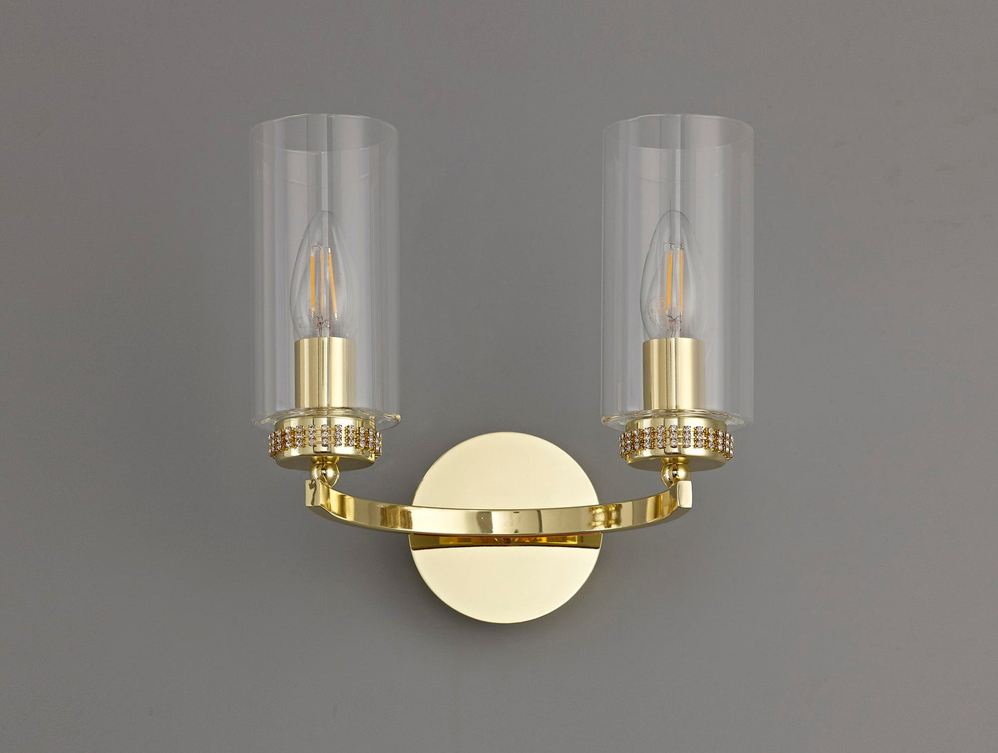 Disley Wall Lamp Switched, 2 x E14, Polished Gold