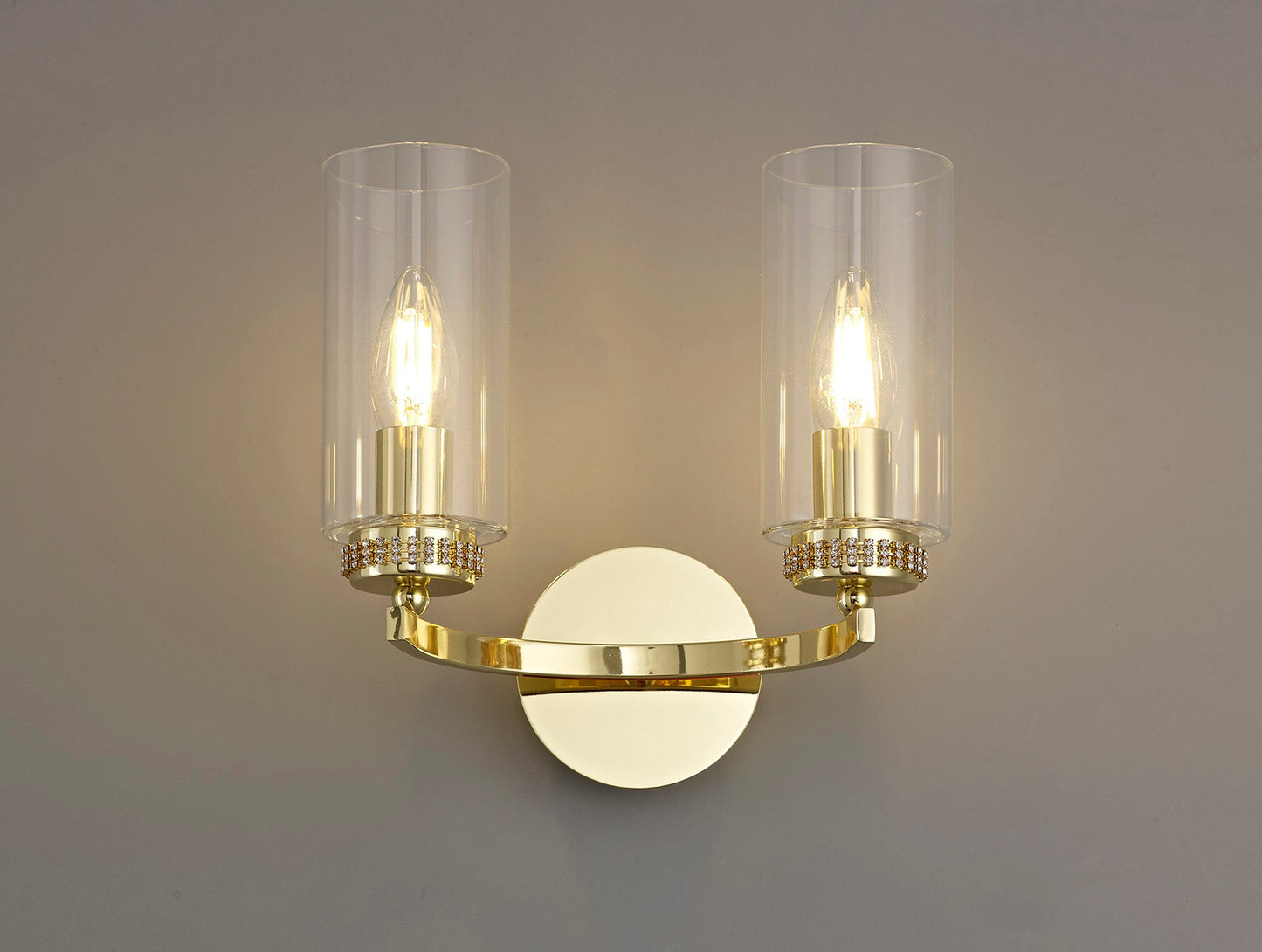 Disley Wall Lamp Switched, 2 x E14, Polished Gold