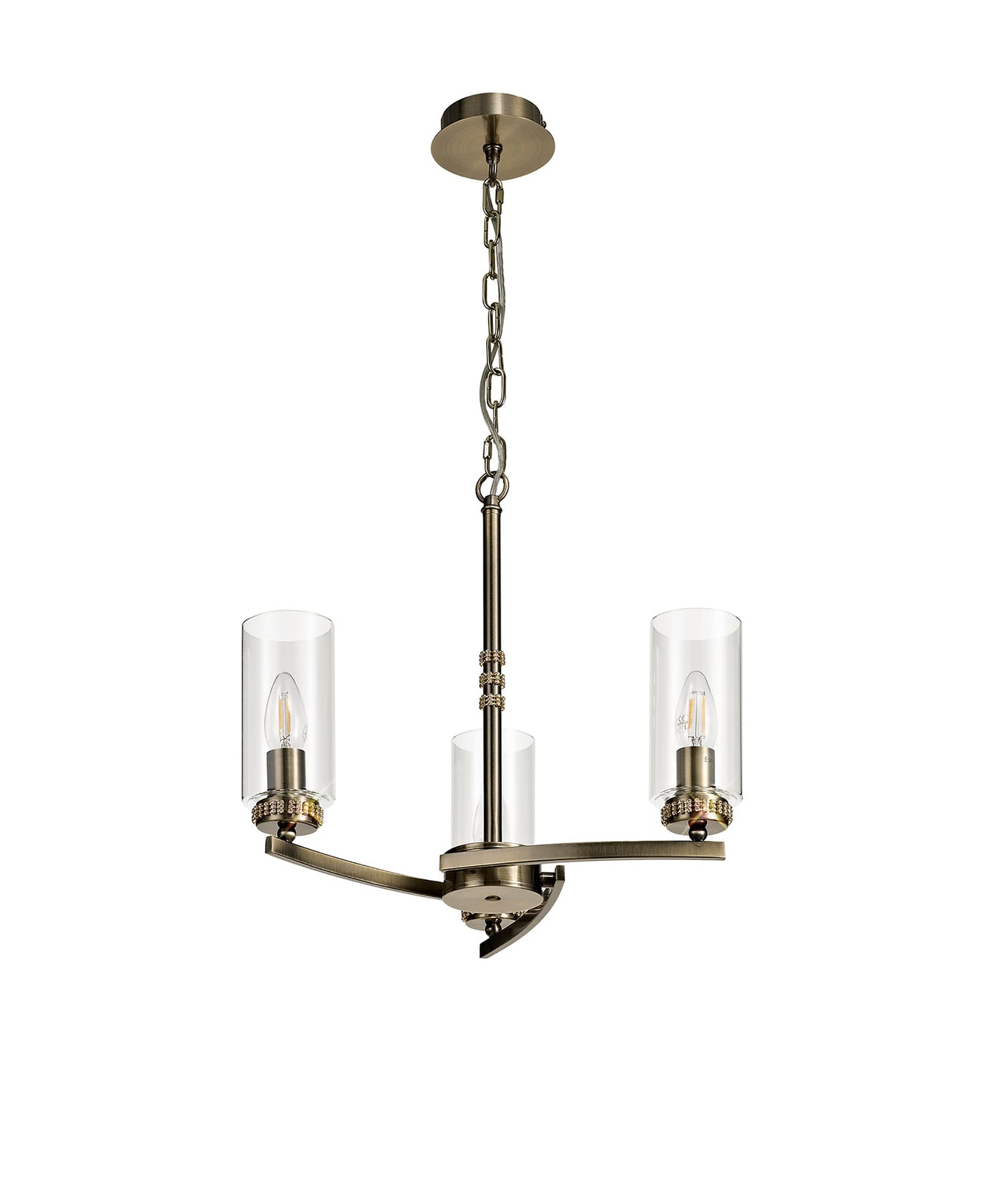Disley Pendant and Semi Ceiling, 3 x E14, Antique Brass