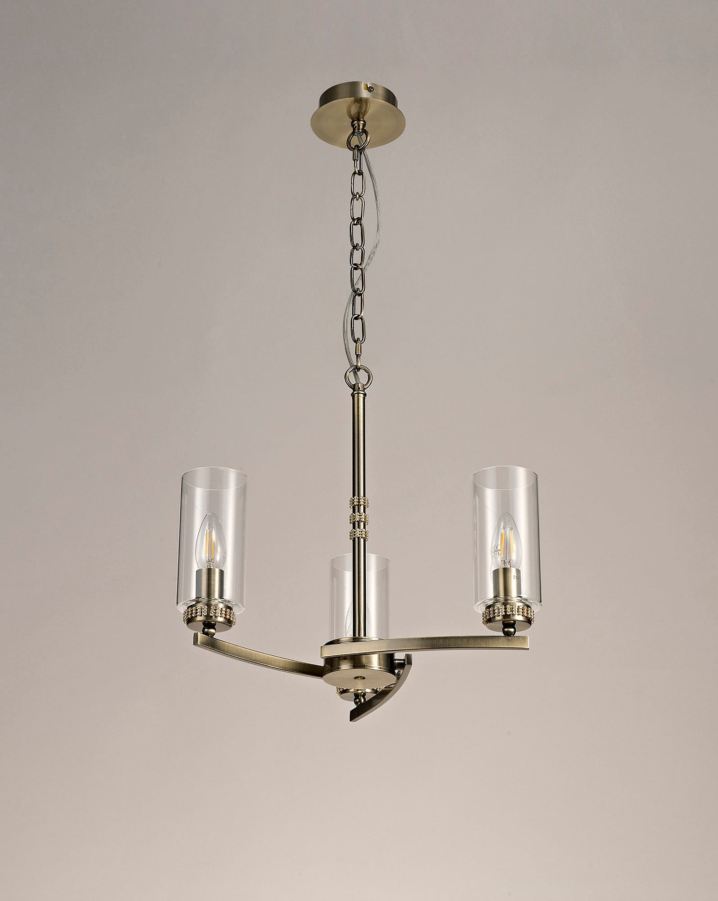 Disley Pendant and Semi Ceiling, 3 x E14, Antique Brass