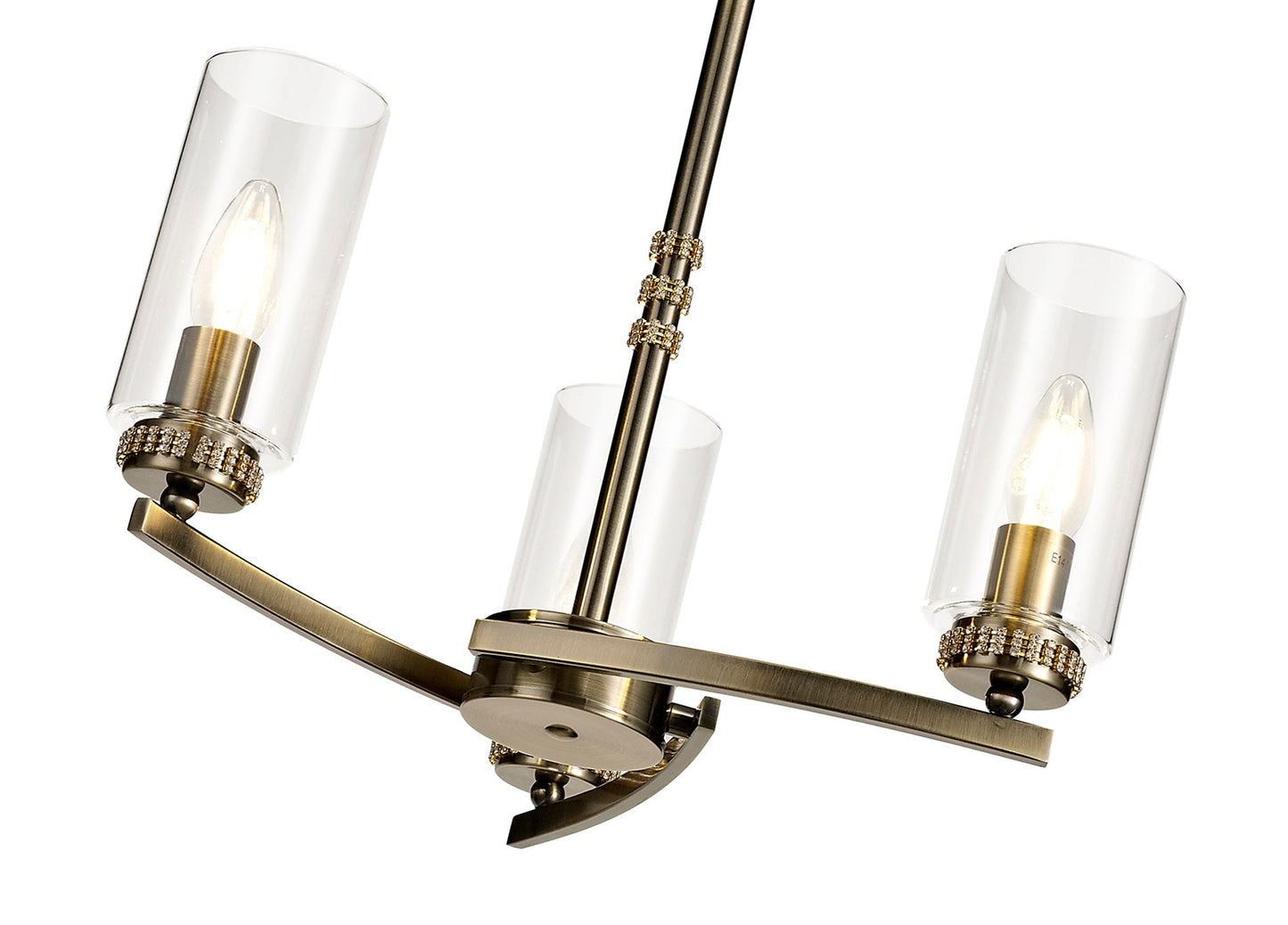Disley Pendant and Semi Ceiling, 3 x E14, Antique Brass