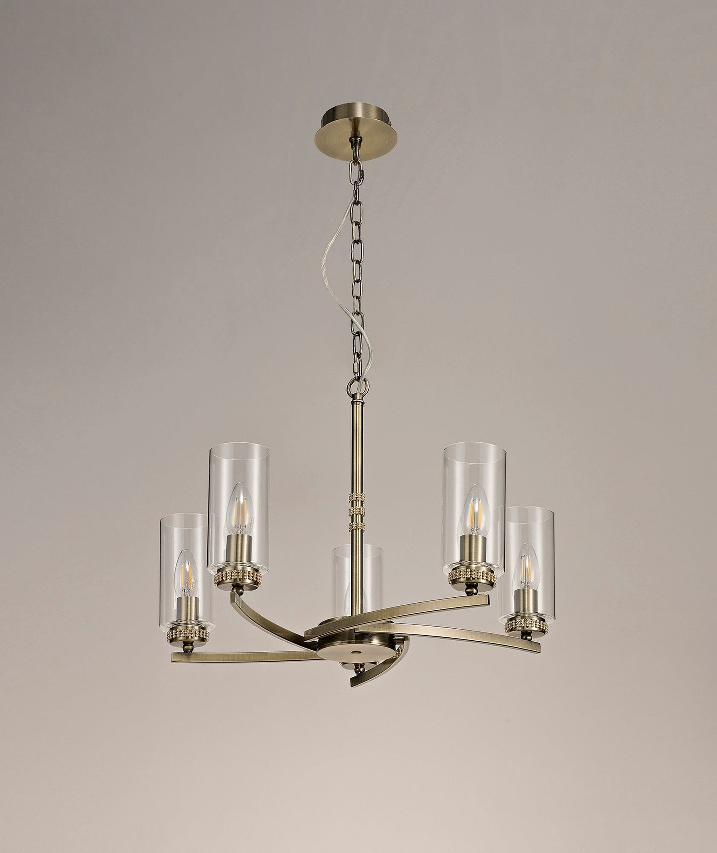 Disley Pendant and Semi Ceiling, 5 x E14, Antique Brass