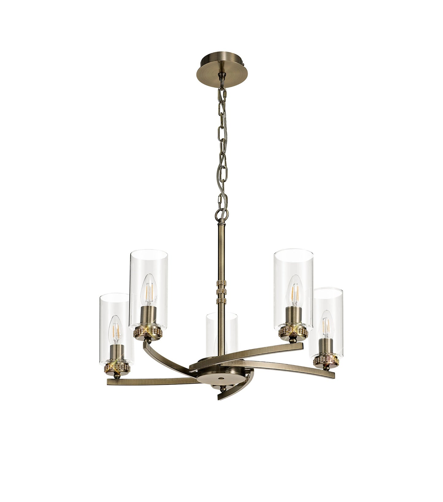 Disley Pendant and Semi Ceiling, 5 x E14, Antique Brass