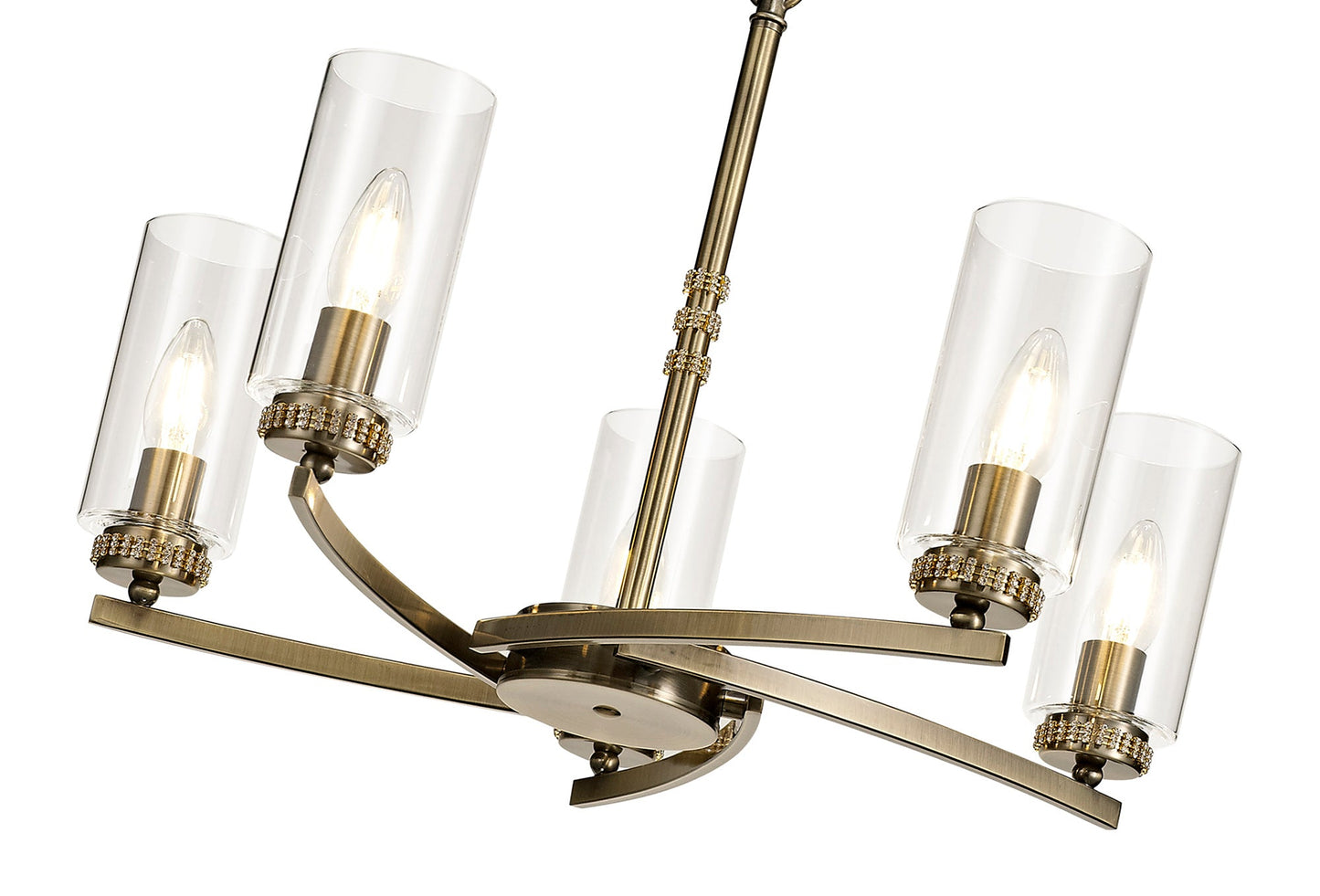 Disley Pendant and Semi Ceiling, 5 x E14, Antique Brass
