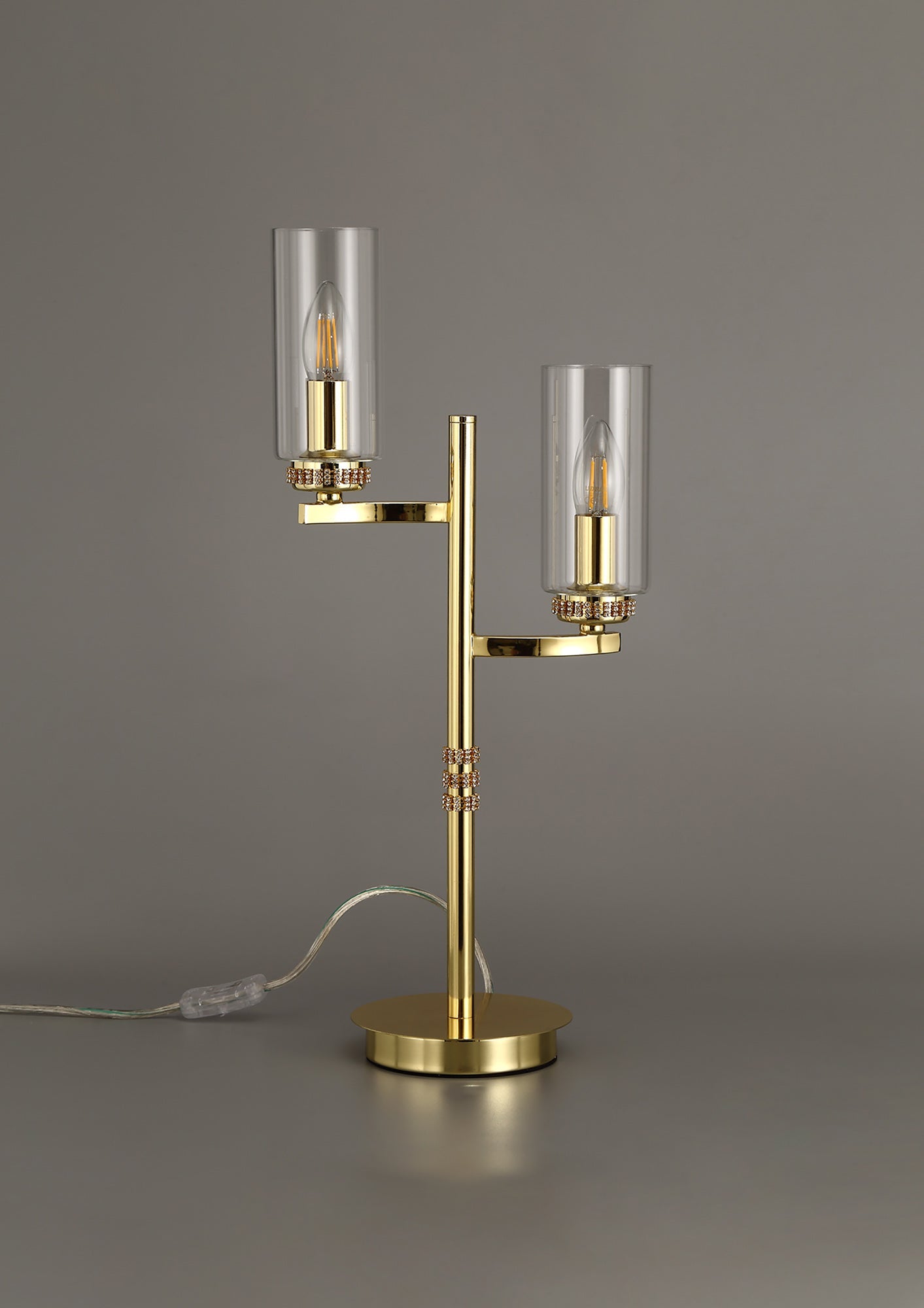 Disley Table Lamp, 2 x E14, Polished Gold