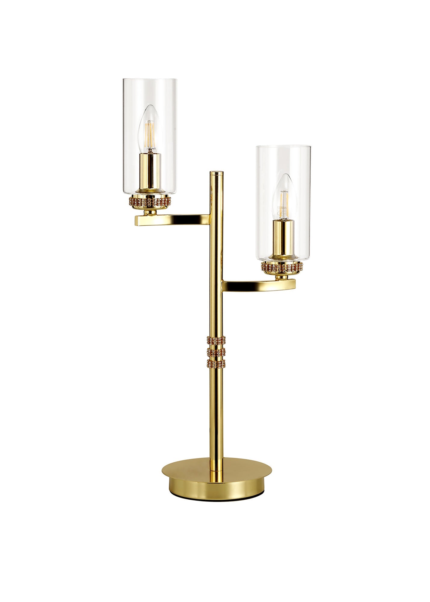 Disley Table Lamp, 2 x E14, Polished Gold