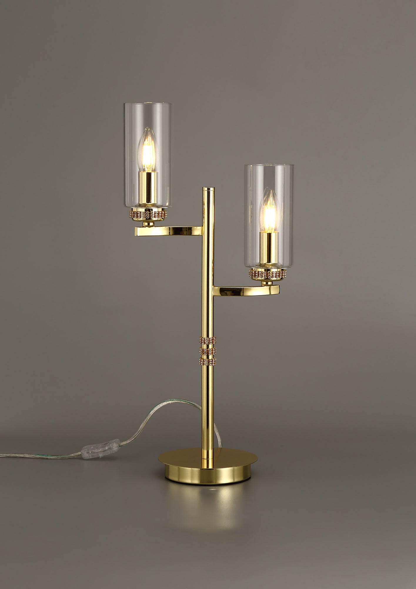 Disley Table Lamp, 2 x E14, Polished Gold
