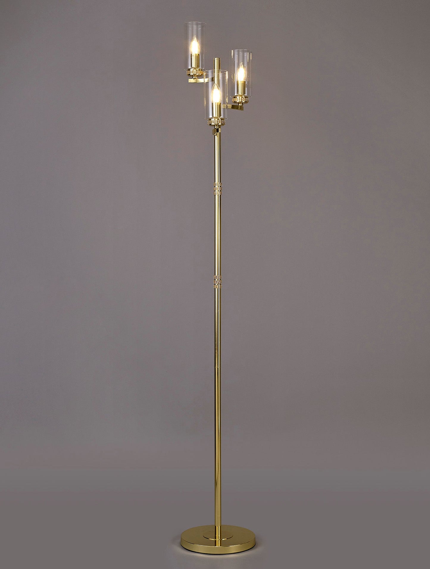 Disley Floor Lamp, 3 x E14, Polished Gold