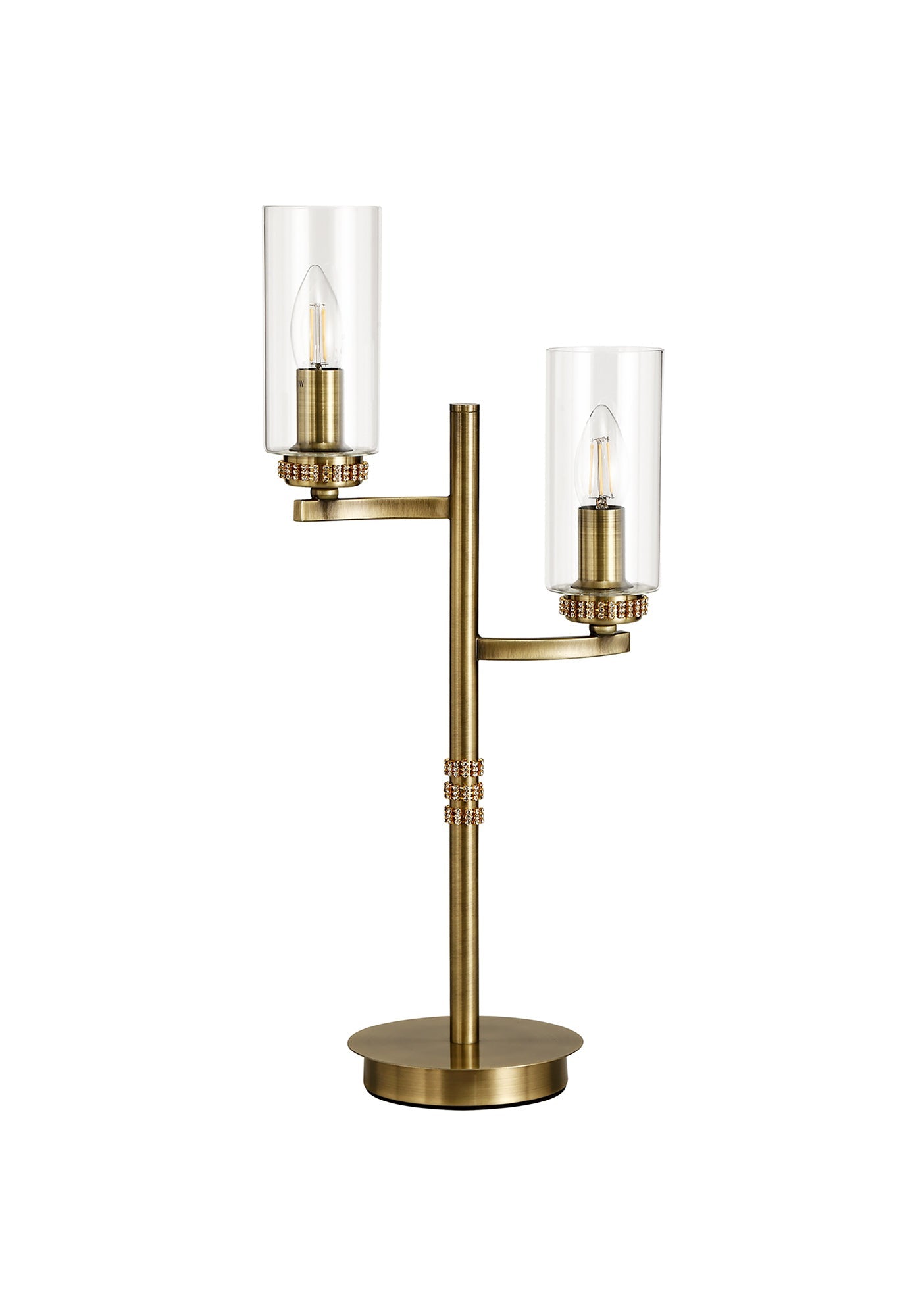 Disley Table Lamp, 2 x E14, Antique Brass