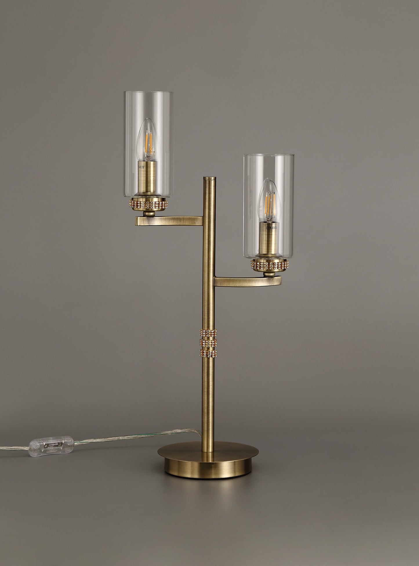Disley Table Lamp, 2 x E14, Antique Brass