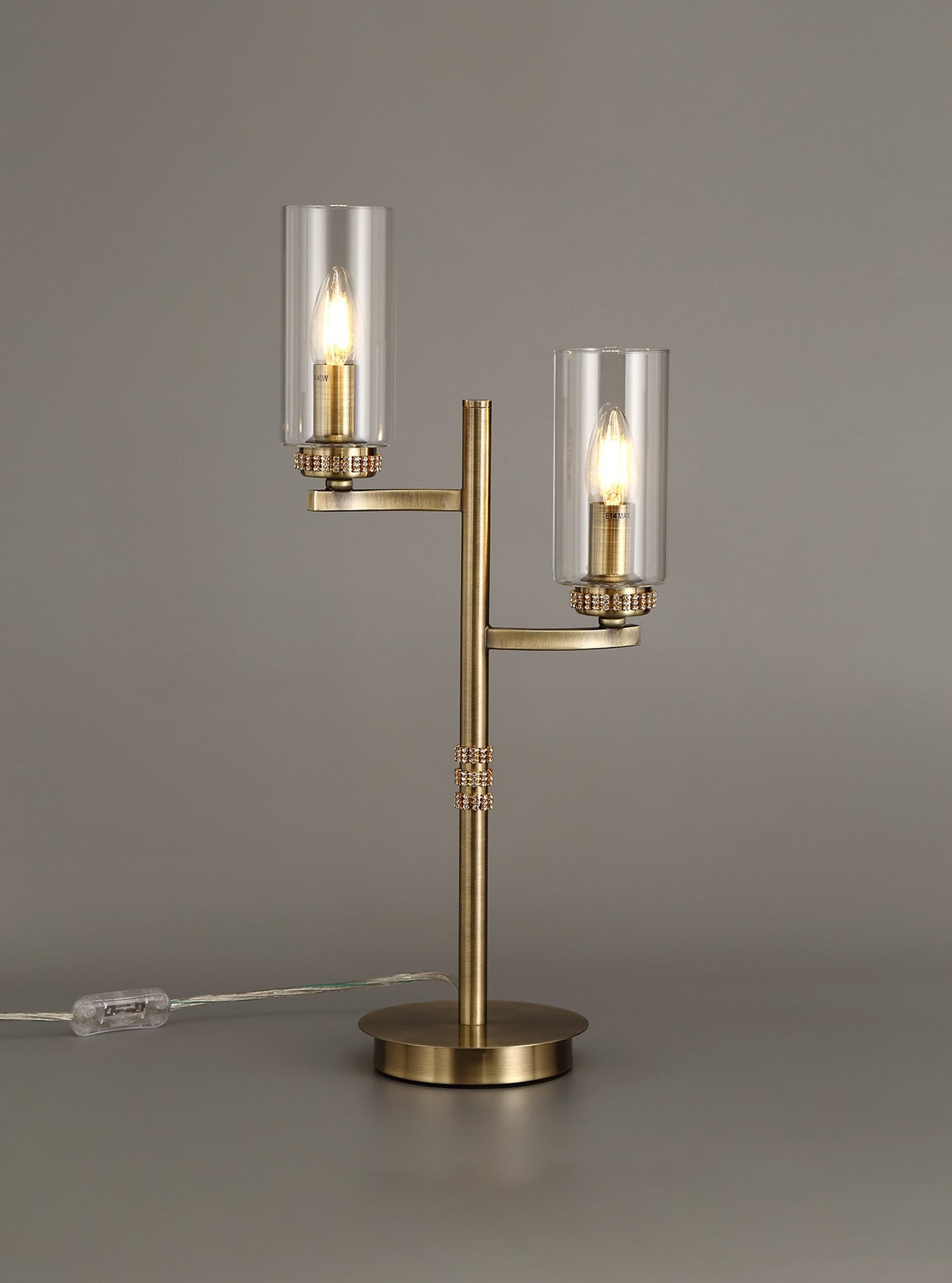Disley Table Lamp, 2 x E14, Antique Brass