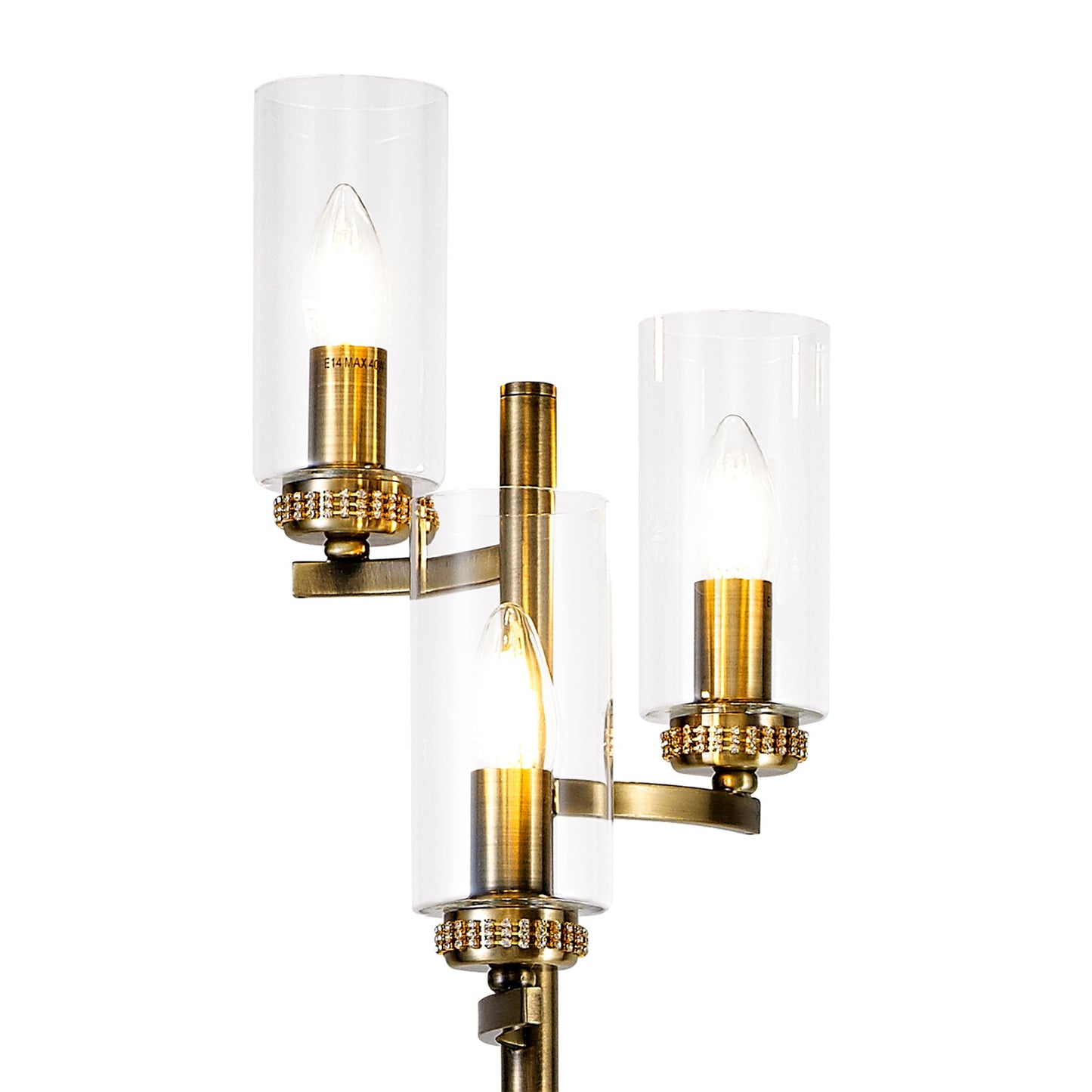 Disley Floor Lamp, 3 x E14, Antique Brass