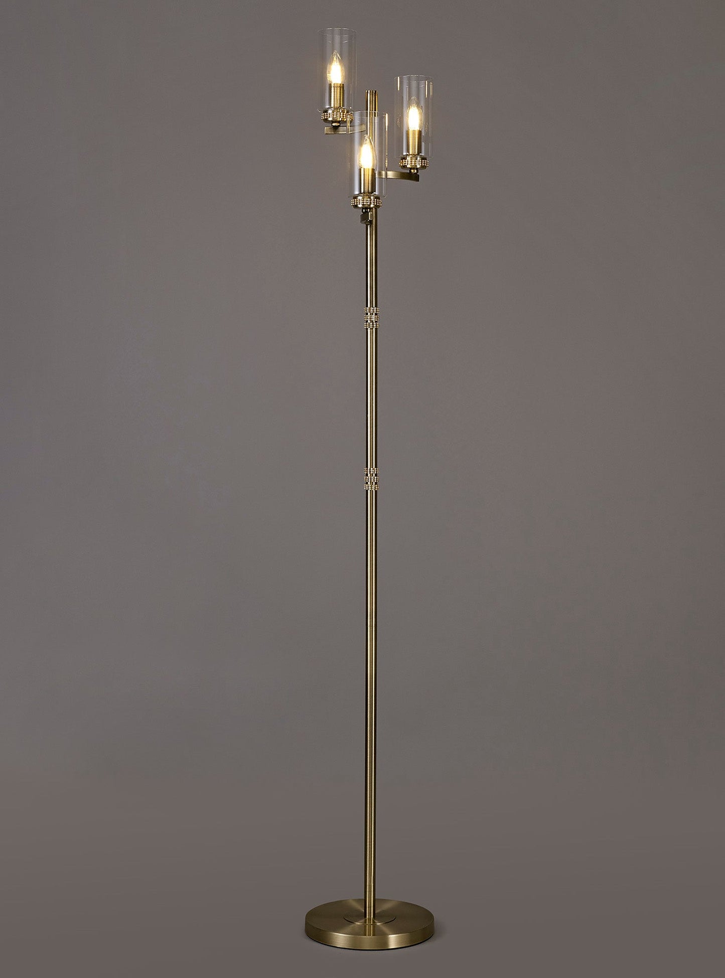 Disley Floor Lamp, 3 x E14, Antique Brass