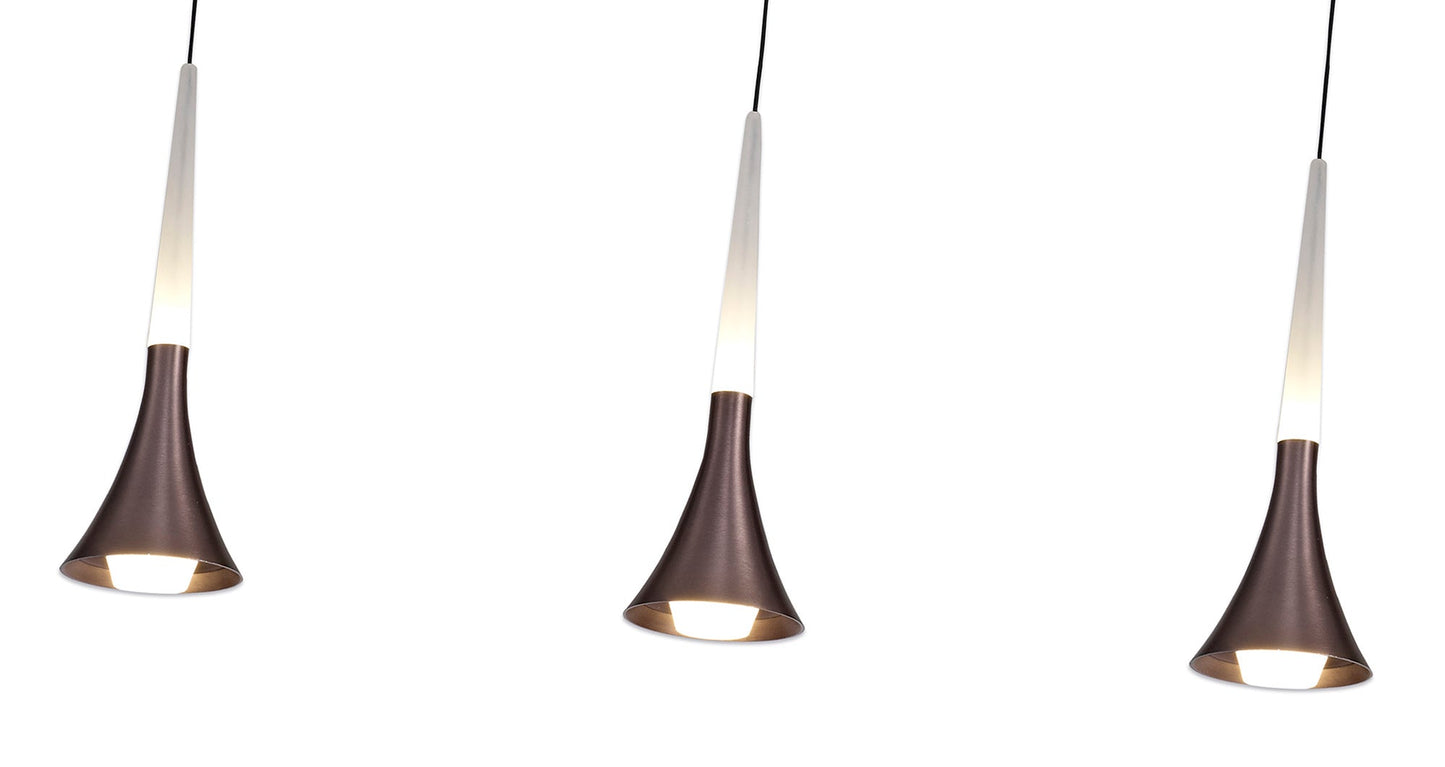 Dunham 3 Light Linear Pendant, 3 x 5W LED, 3000K, 431lm, Satin Brown, 3yrs Warranty 2