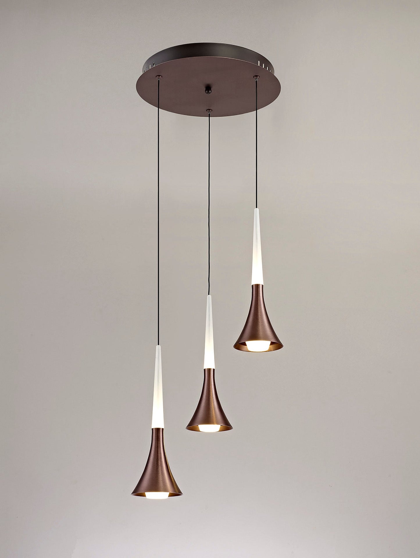 Dunham 3 Light Round Pendant, 3 x 5W LED, 3000K, 447lm, Satin Brown, 3yrs Warranty 2