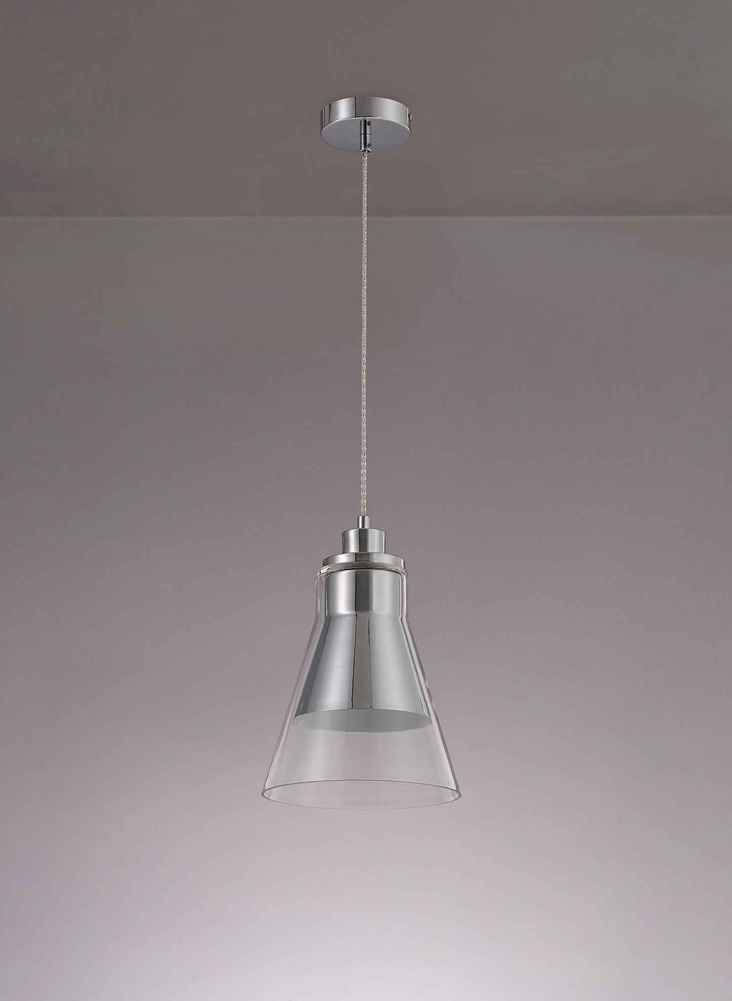Gatley Pendant, 1 x E27, Polished Chrome and Clear Glass