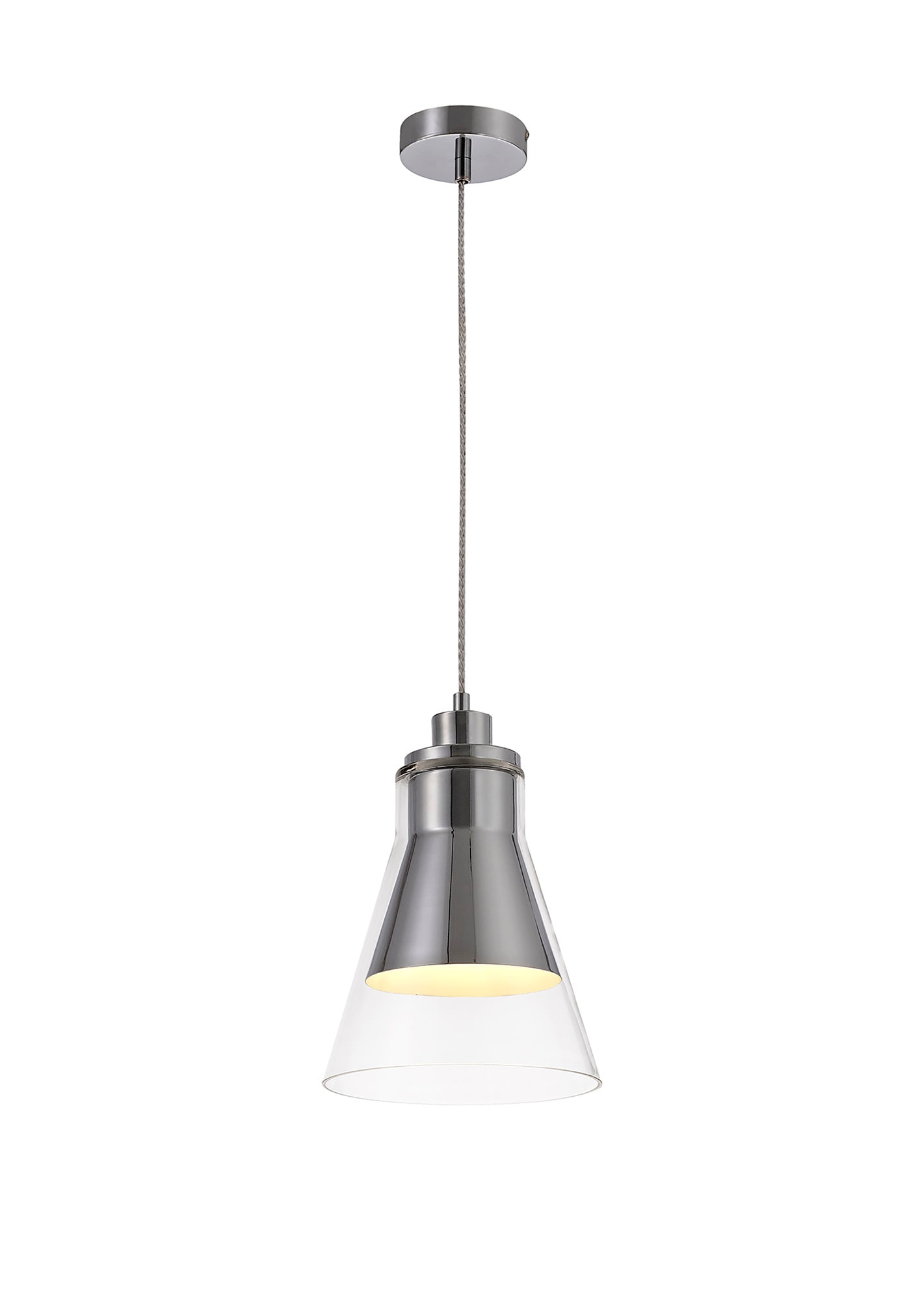 Gatley Pendant, 1 x E27, Polished Chrome and Clear Glass