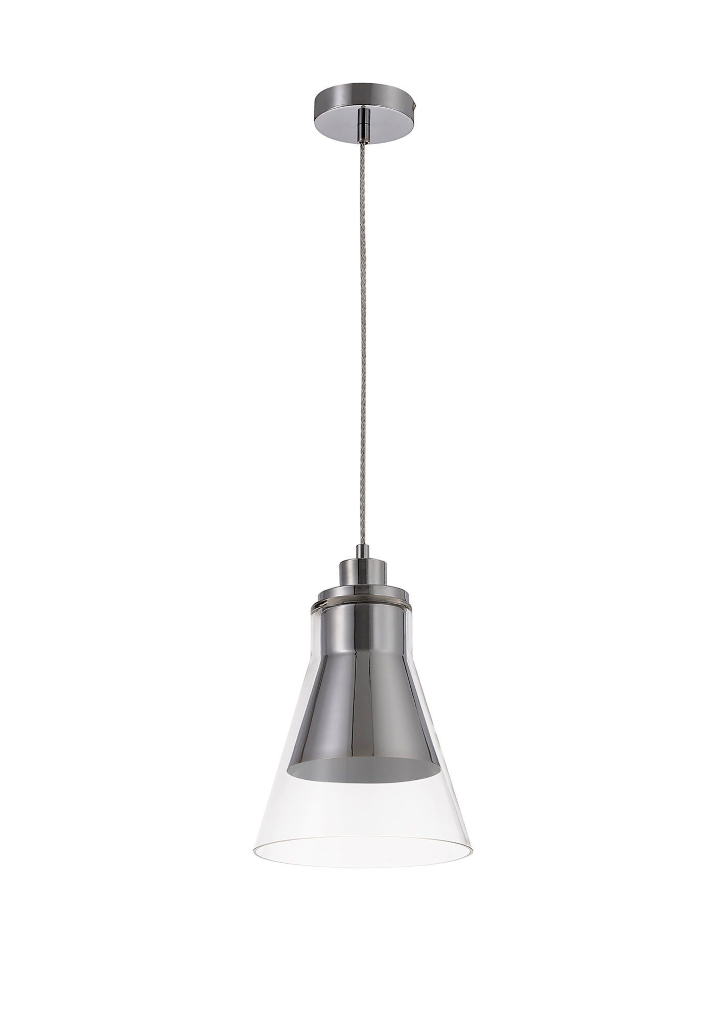 Gatley Pendant, 1 x E27, Polished Chrome and Clear Glass